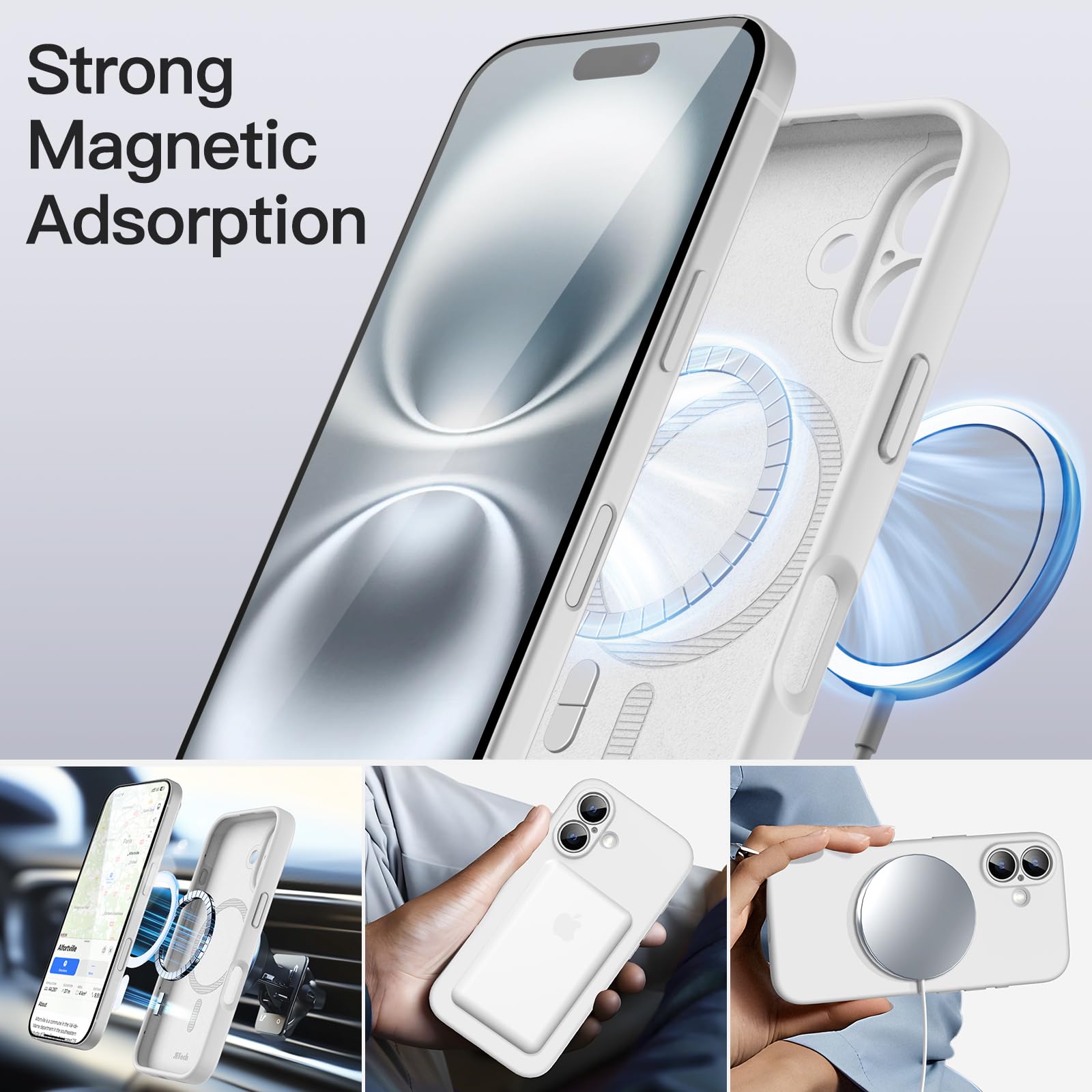 JETech Magnetic Silicone Case for iPhone 16 6.1-Inch, Compatible with MagSafe, Silky Soft Touch - Image 3