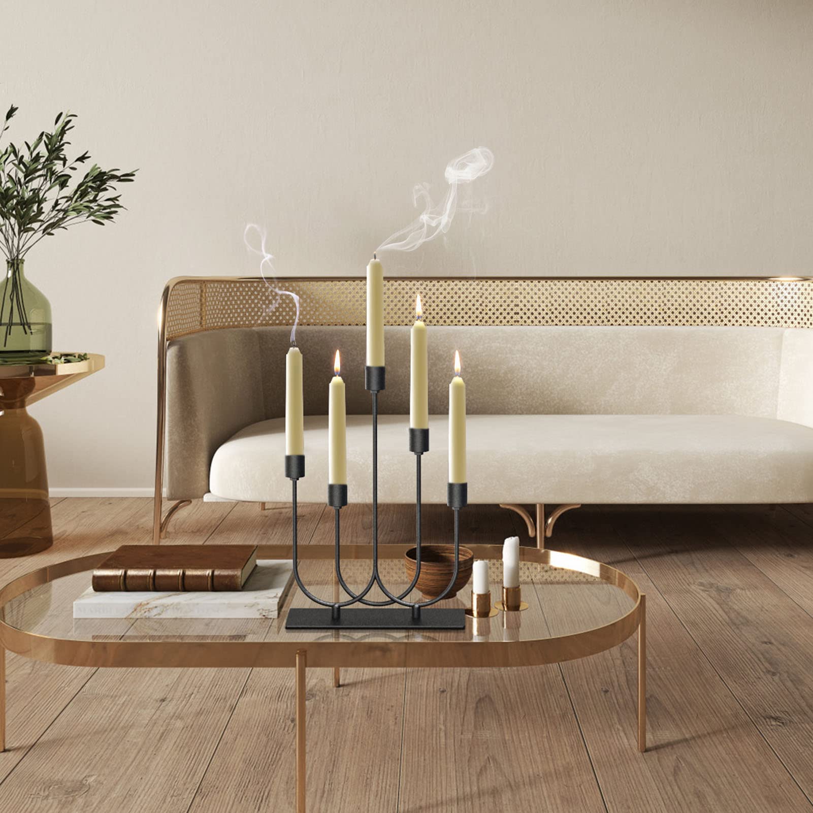 smtyle Set di 5 candelabri conici neri per candelabri con ferro diametro 2 cm, decorazione ideale per centrotavola da tavola
