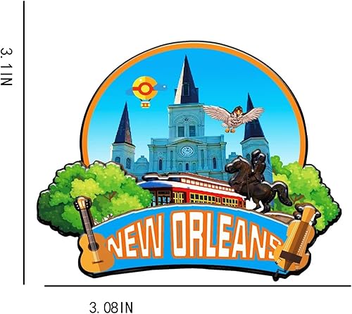Miniatura 3 de Imán de nevera con imán de Nueva Orleans, Louisiana, Estados Unidos, 3D, monumentos de viaje, coleccionables, recuerdos, decoración hecha a mano