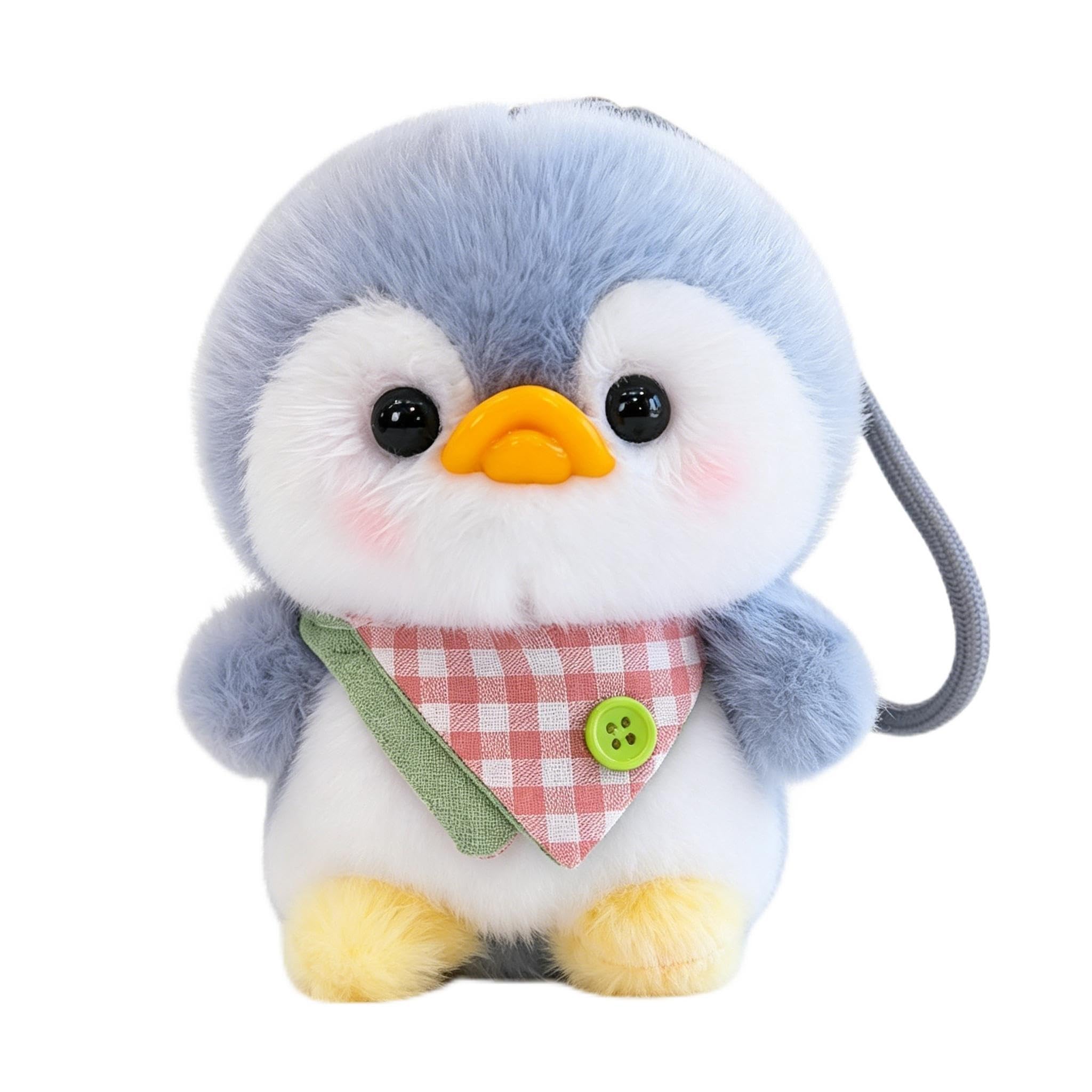 ZQIDDA Penguin Plush Bag Charm Keychain, Cute Cartoon Stuffed Penguin Pendant with Lanyard, Soft Fluffy Plushie Key Ring for Backpack Purse