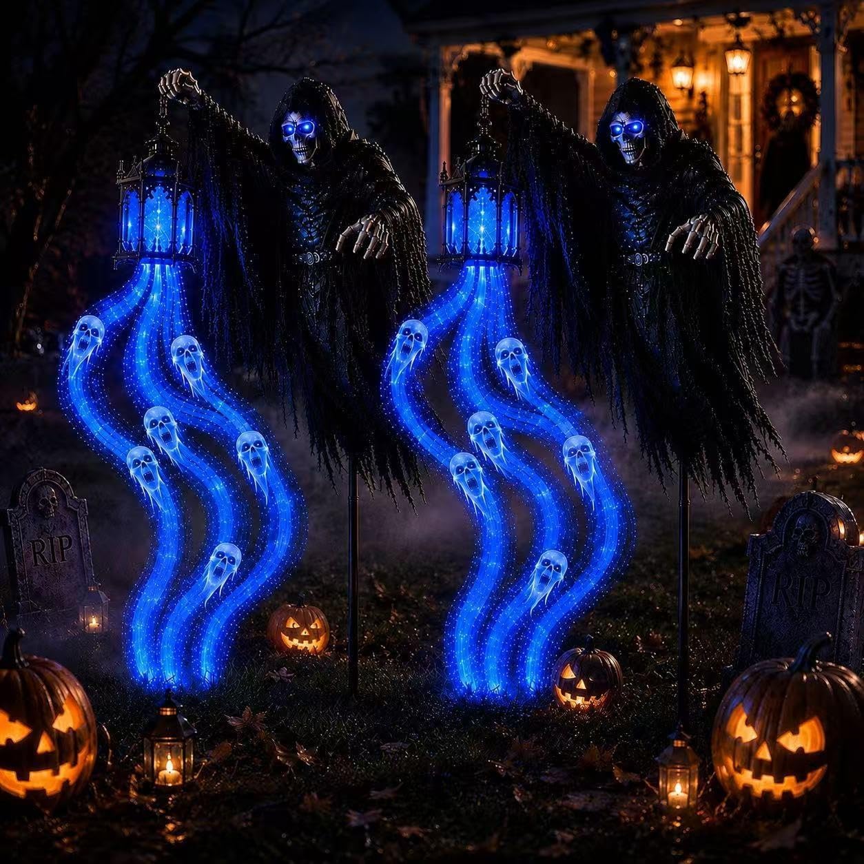 Halloween Soul Harvester Animated Garden Light, LED Yard Decor (2pc)