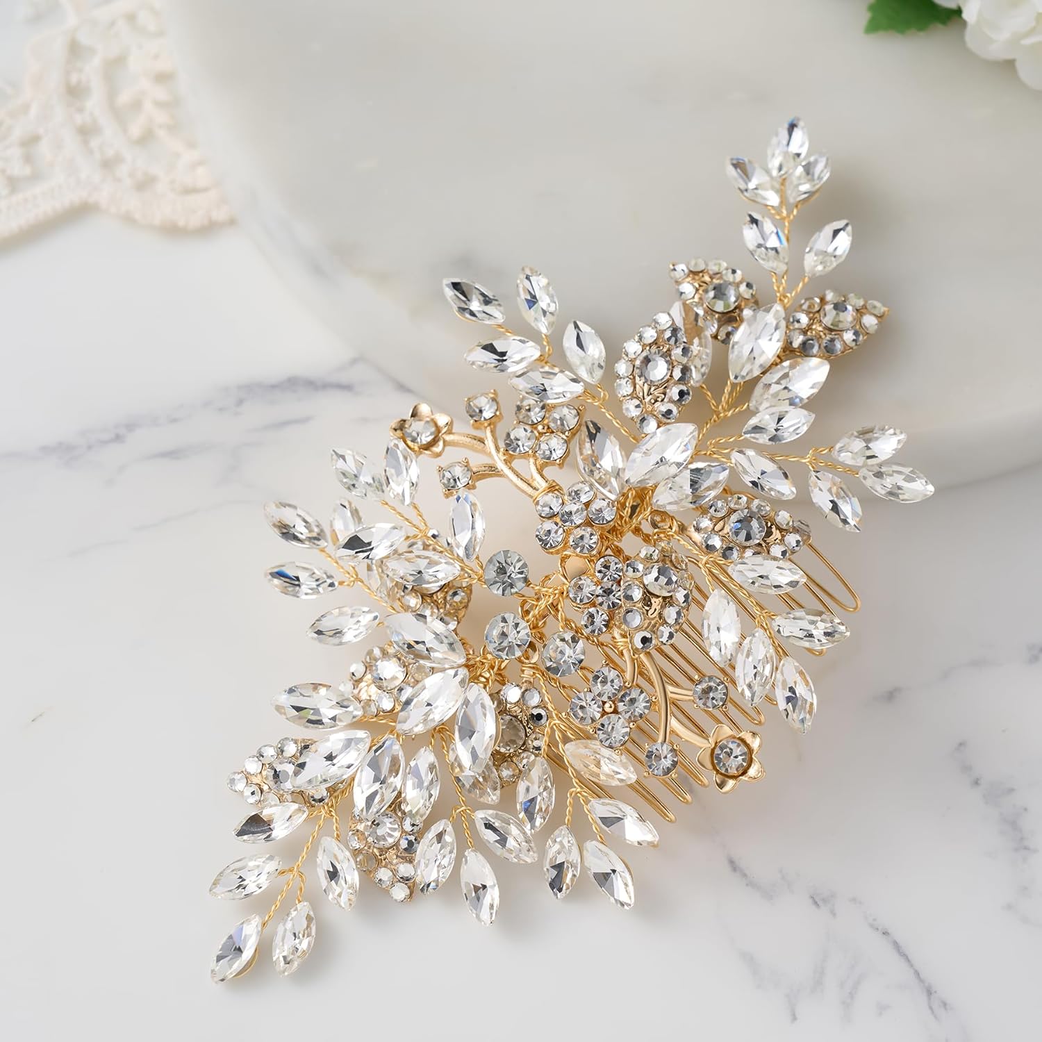 SWEETV Rhinestone Wedding Hair Comb Crystal Hair Pieces Bridal Side Combs Elegant Bride Hair Accessories Wedding Hair Clip for Women Girls Bridesmaid - Image 5