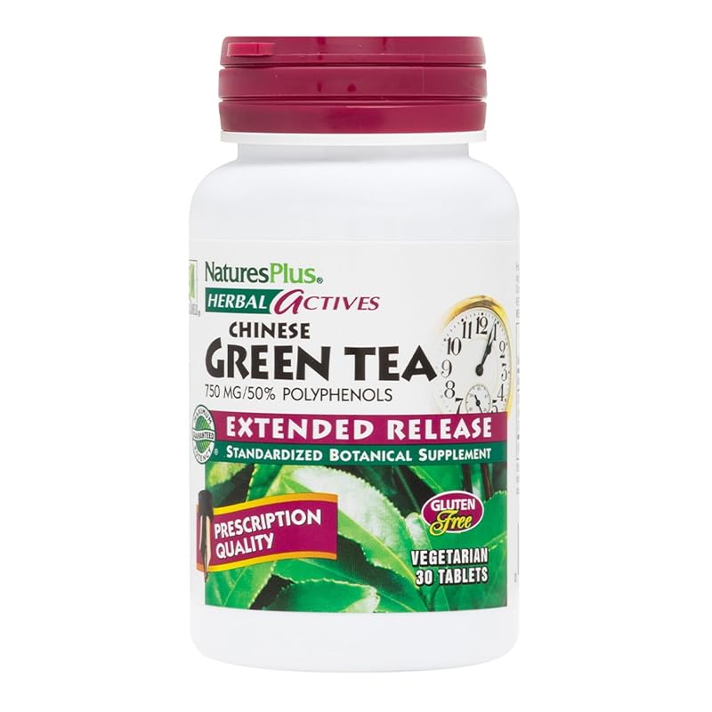 NaturesPlus Suplemento de Chá Verde Chinês de Liberação Prolongada, 750 mg, 30 comprimidos vegetarianos
