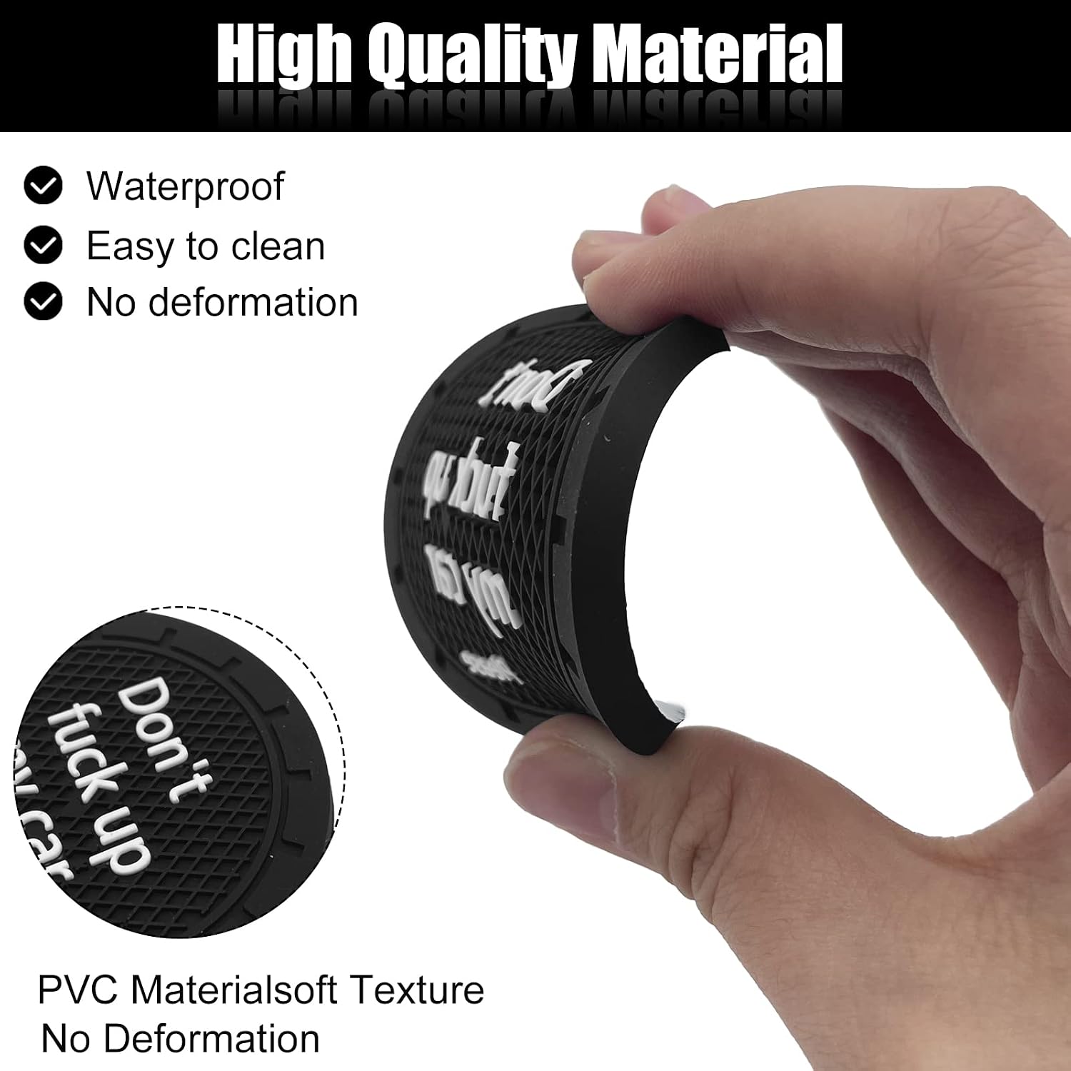 Car Cup Holder Coaster, Car Non-Slip Cup Holder Embedded Decorative Funny Coaster - Don't Fuck up My Car Please, Suitable for Most Car Interior Accessories for Women Men (Black)
