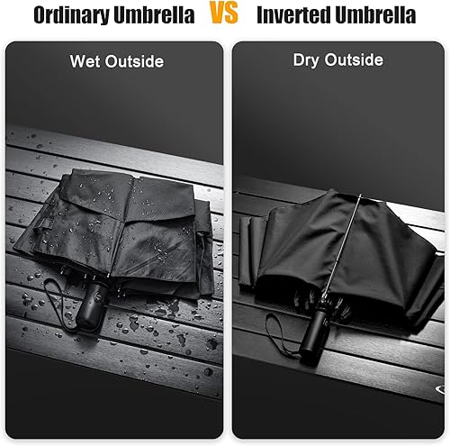 Miniatura 5 de G4Free Sombrilla de viaje grande con protección UV UPF 50+ de 54 pulgadas, 10 varillas, resistente al viento, bloqueo solar compacto, invertido,