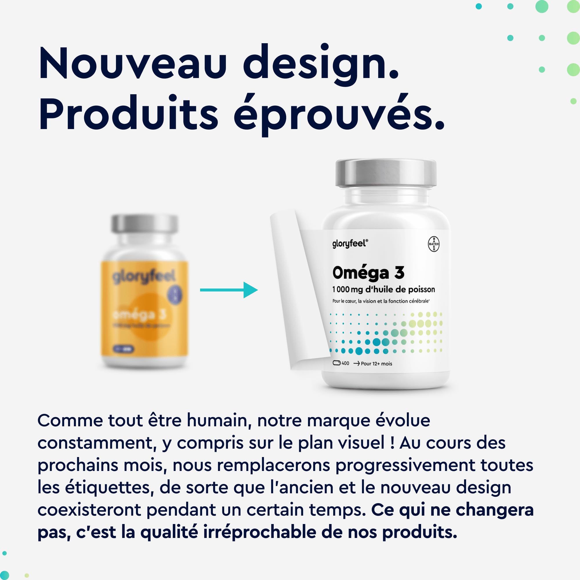 Oméga 3 1000mg Huile de Poissons Sauvages, 400 Gélules Biodisponibles, EPA 180mg DHA 120mg, Haute Concentration Acides Gras, Soutient le Cerveau, Cœur, Tension Artérielle, Sans Additifs