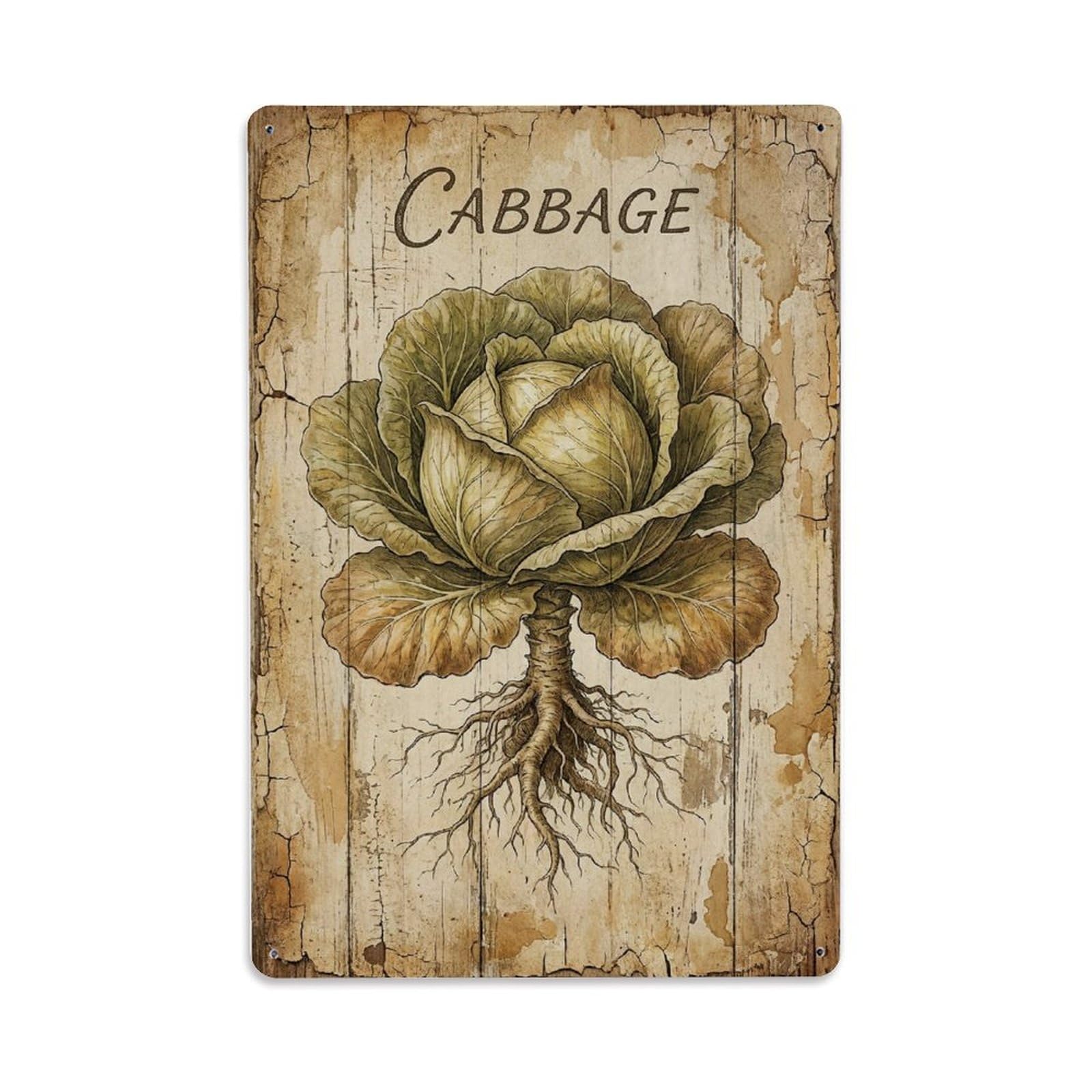 Fqnyr Style Cabbage Leafy Vegetable Metal Tin Sign Plaque Wall Decor For Cafe, Club Bar, Office, Home Garden Metal Poster 8X12inch