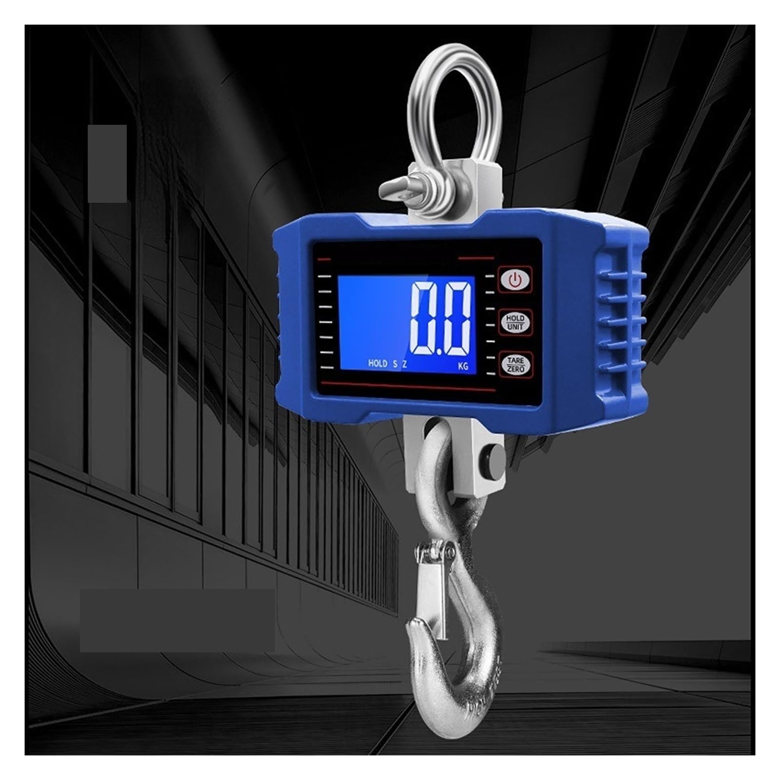 Digital Crane Scale, 1000Kg/500Kg Digital Crane Scale Hanging Scale Portable Heavy Duty Crane Scale LCD Backlight Industrial Hook Scales Unit Change(1000kg Blue)