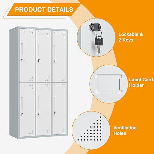 Vista 14 de STANI Armario de metal, armarios de metal para empleados con cerradura, armario de almacenamiento con cerradura, armario de almacenamiento