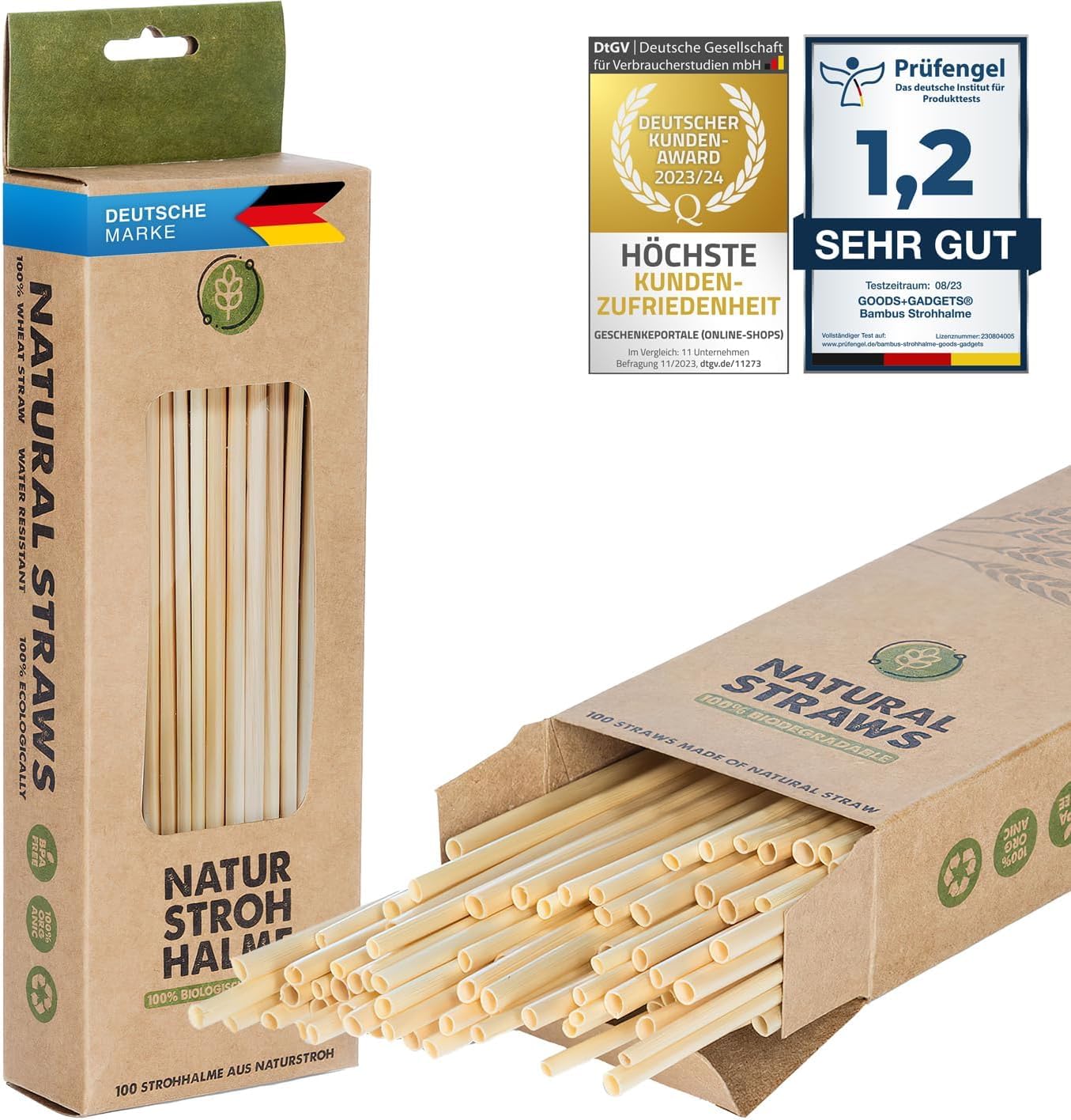 100 Pieces BiO Wheat Straws Reusable Environmentally Friendly Drinking Straws Set