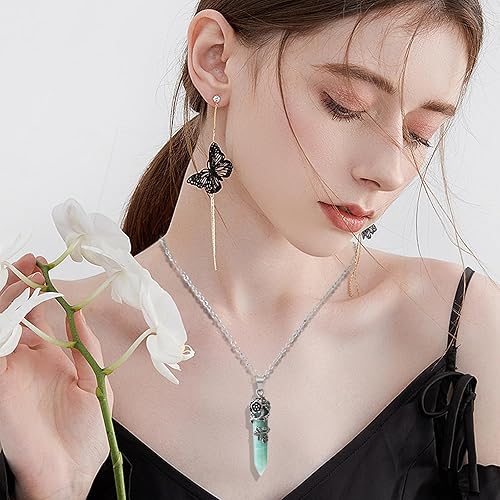Miniatura 6 de Flower Wrapped Crystal Pendant Necklace Point Reiki Healing Crystals Stone Necklaces Gemstone Quartz Jewelry for Women