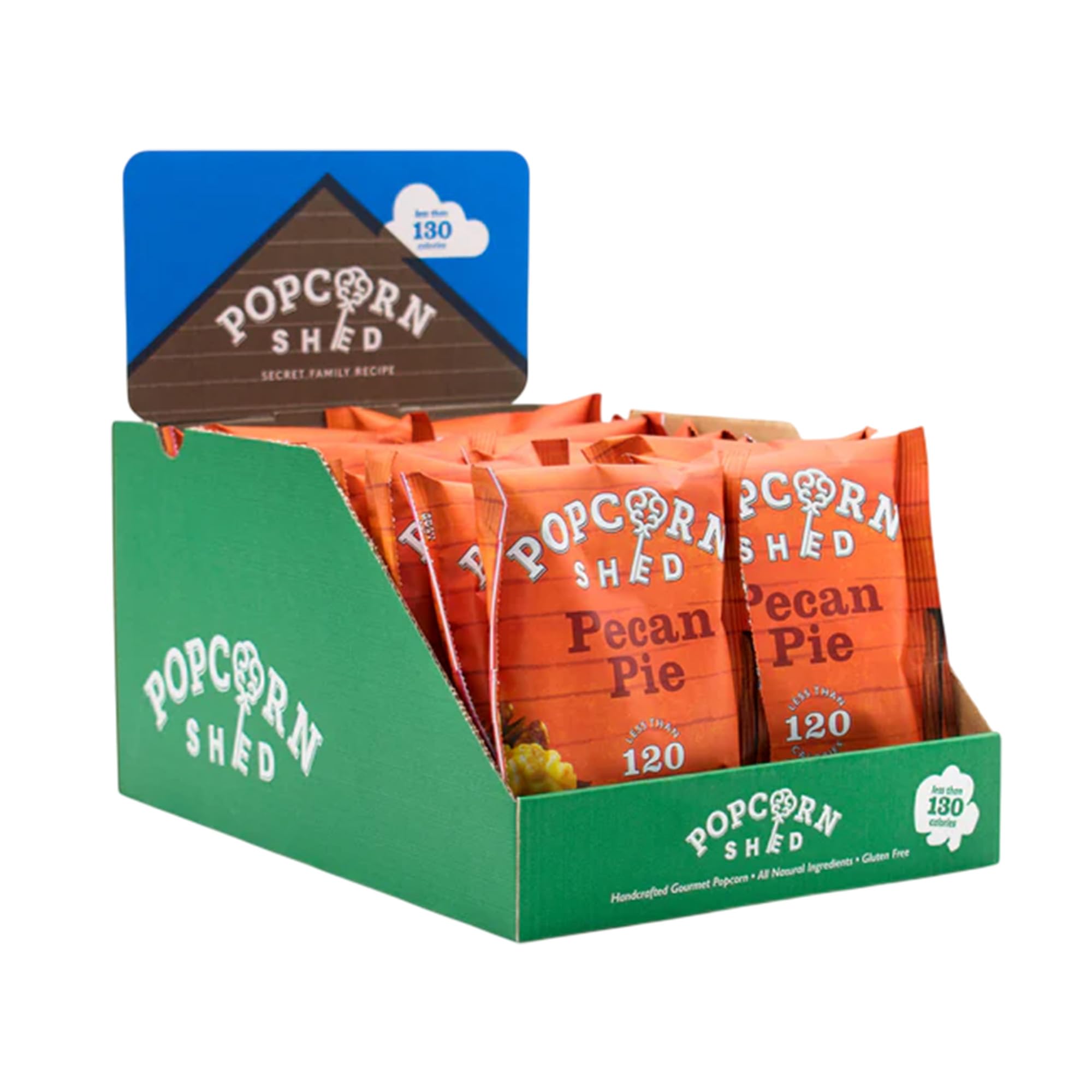 Popcorn Shed Pecan Pie Gourmet Popcorn (16 x 24g) - Pecan Caramel Popcorn with Pecan Nut Pieces, Easy & Low Calorie Snack, Perfect for Parties, Movie Nights & Gifting