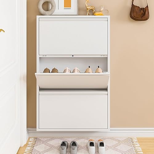 Miniatura 3 de Armario de zapatos para entrada delgado, gabinete de almacenamiento de zapatos estrecho, armario blanco con puertas, organizador de zapatos, armario