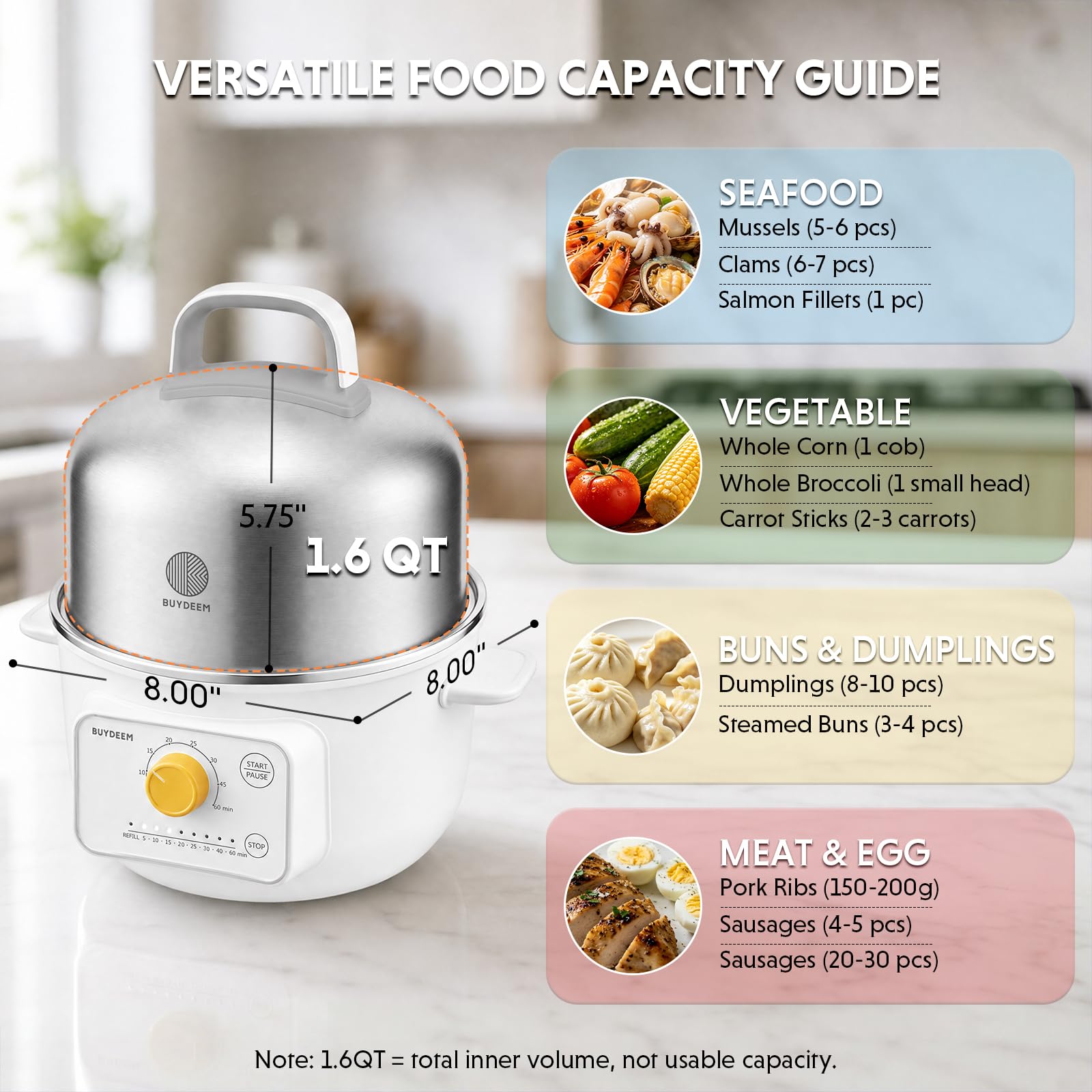 BUYDEEM G32 Electric Food Steamer - Healthy Cooking -9 BUYDEEM G32 Electric Food Steamer - Healthy Cooking -9