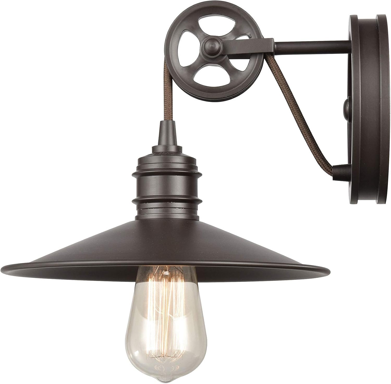 Elk Home Spindle Wheel Vanity Light - 1-Light in Oil Rubbed Bronze Finish, 9-Inch Wide, Transitional Style