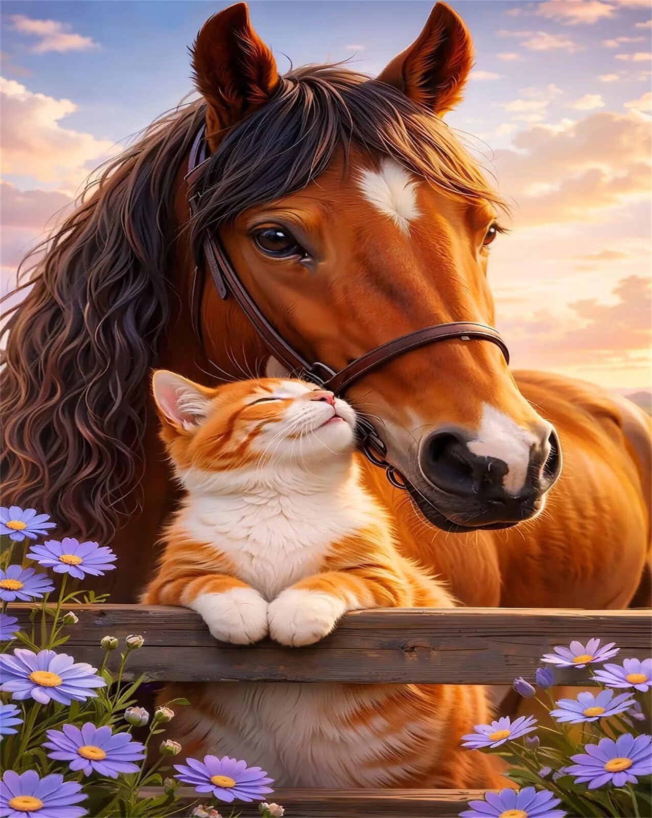 Puzzle 1500 Piezas Adultos Caballo Gato Margarita, Rompecabezas Adultos 87x57 cm, Imposible, Difícil, Desafiante, Adecuado para Adultos y para la Decoración del Hogar