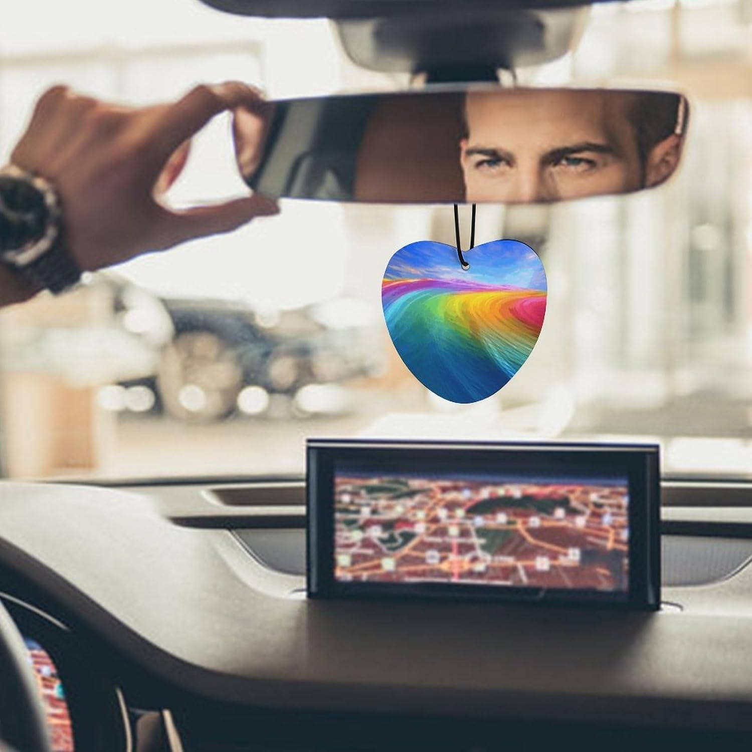 5 Pcs Car Air Fresheners Hanging Air Freshener Rainbow Ocean Hanging Scented Cards Fragrance Scented Cards for Car Car Aromatherapy Tablets for Car