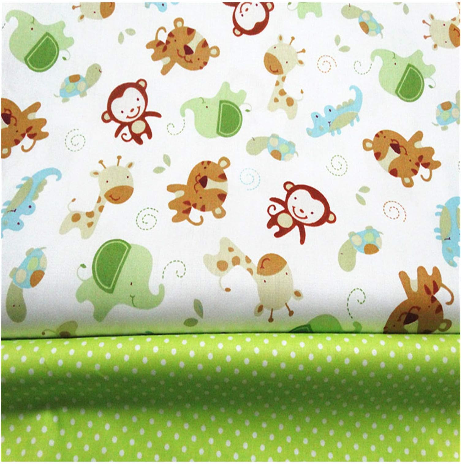 FUYA 160CM*100CM *2Pieces Monkey Dots Cotton Fabric Patchwork Tissue Cloth Handmade DIY Quilting Sewing Baby&Children Sheets Dress Material