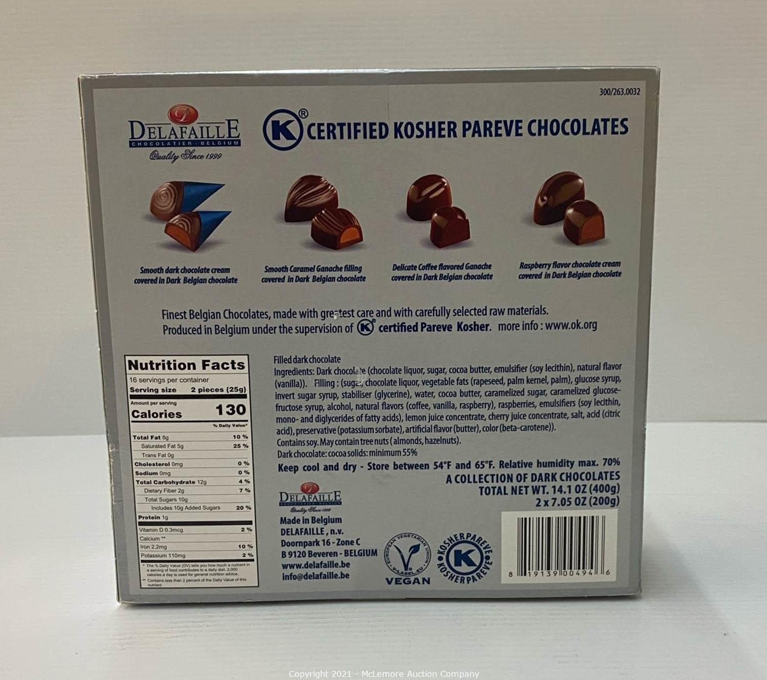 Delafaille Premium Belgian Kosher/Vegan Assorted Chocolates Gift Boxeis
