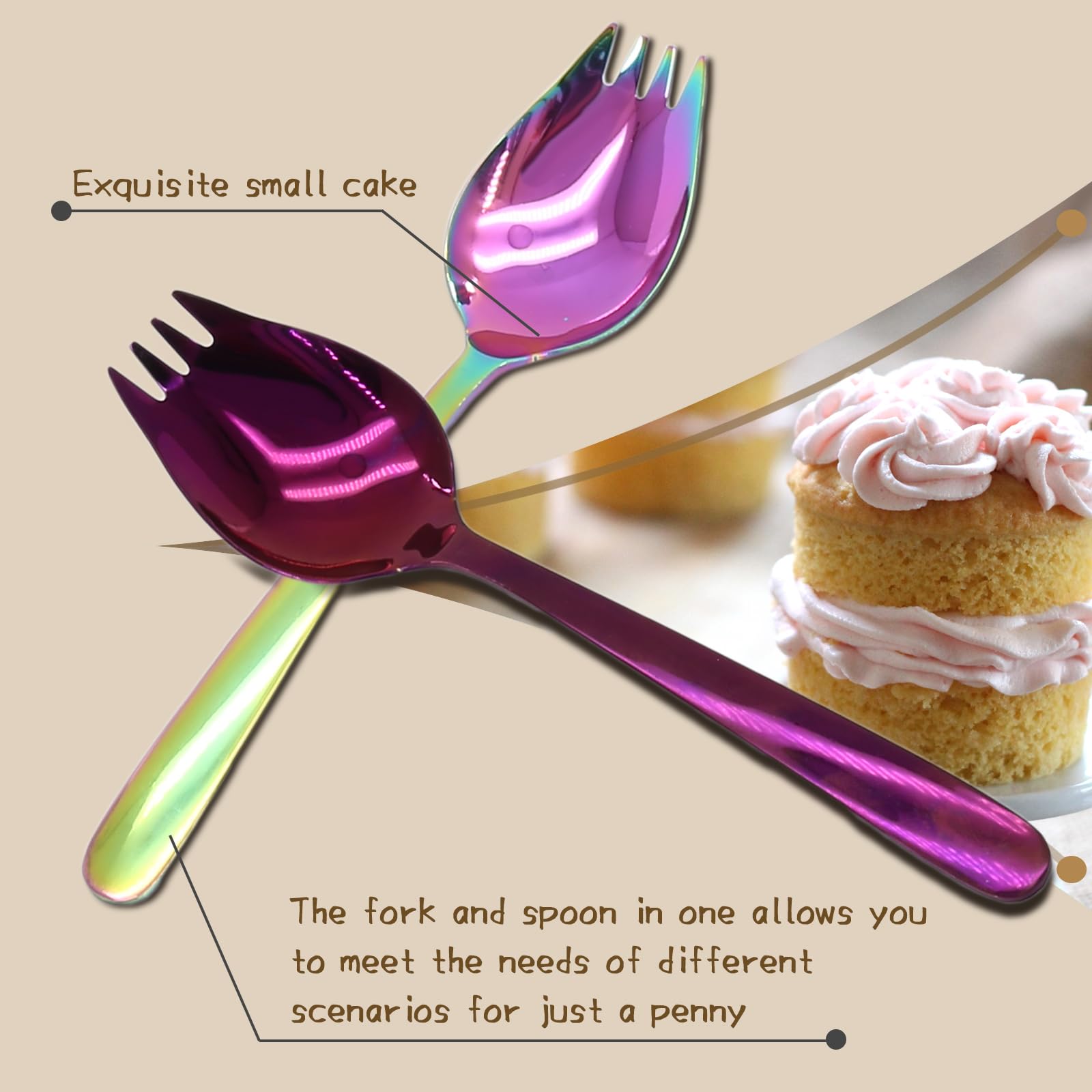 4 Pack Colorful Stainless Steel Sporks, 5.9 Inch — Amazon image 4