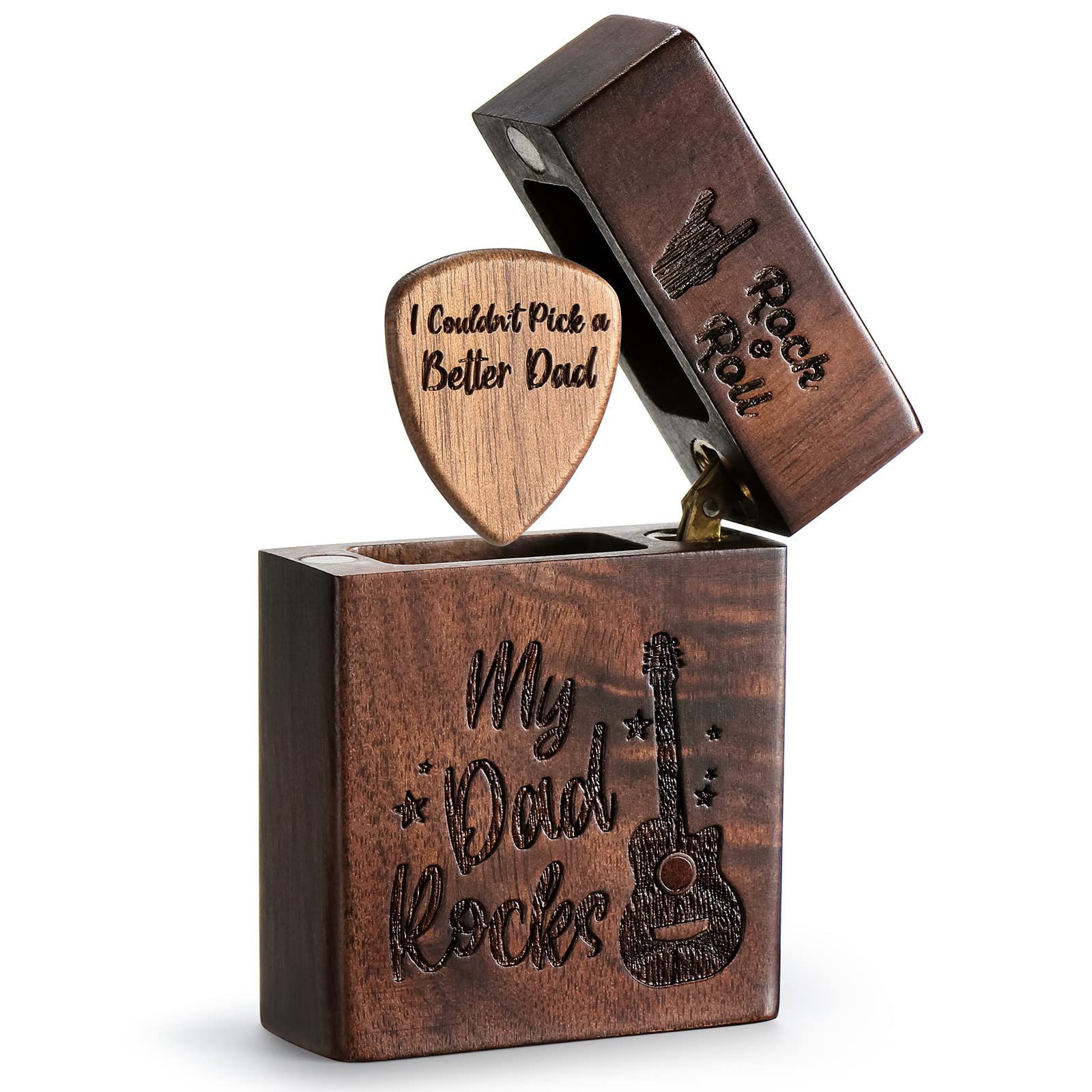 Guitar Pick Holder Fits 5-18 Guitar Picks, Guitar Accessories Gifts For Him or Her, Cool Gifts For Guitar Players, Musicians, Music Lovers, Guitar Person, Guitar Man, Color of Wood, All Style