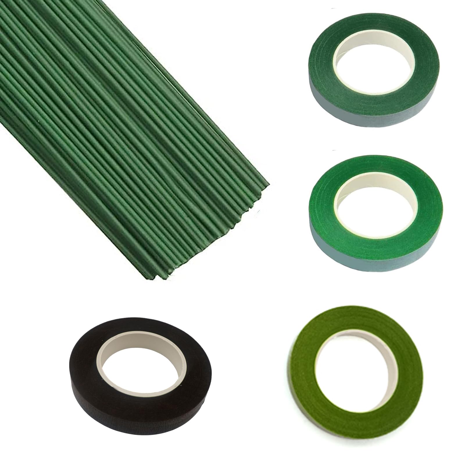 50 Pieces 2 Gauge 12 Inch Flower Stem Wire and 4 Rolls 1/2 Inch Wide Flower Ribbon for Crafts, Pipe Cleaners, Bouquet, Flower Pencils, Arts and Crafts-image-12