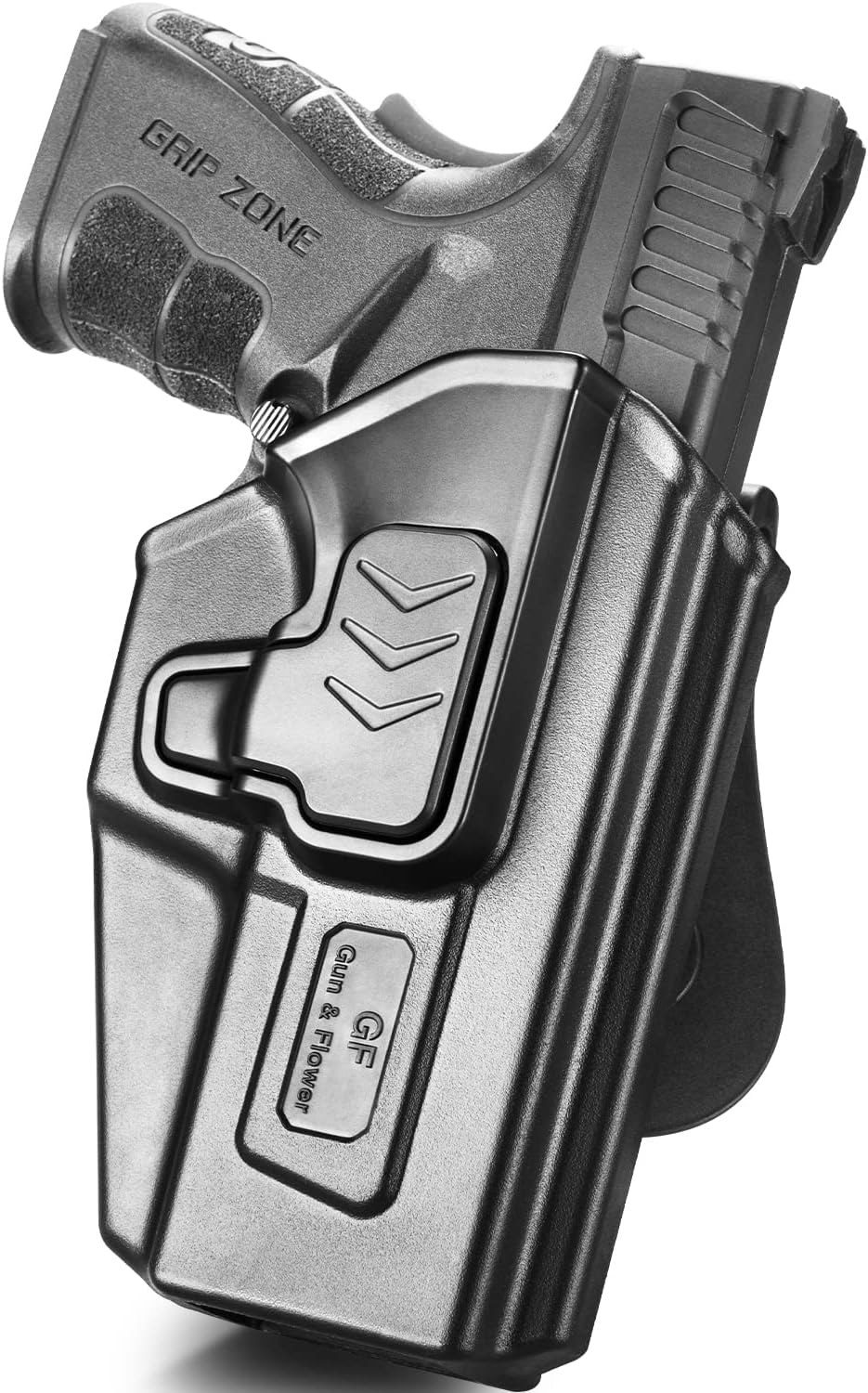 Gun & Flower OWB Paddle Holster for Springfield XD 4'' / XD-S 3.3'', CZ P10C / P10S, Beretta 92FS / M9 / 92FS Rail – Index Finger Release, Right Hand, Outside Waistband Carry