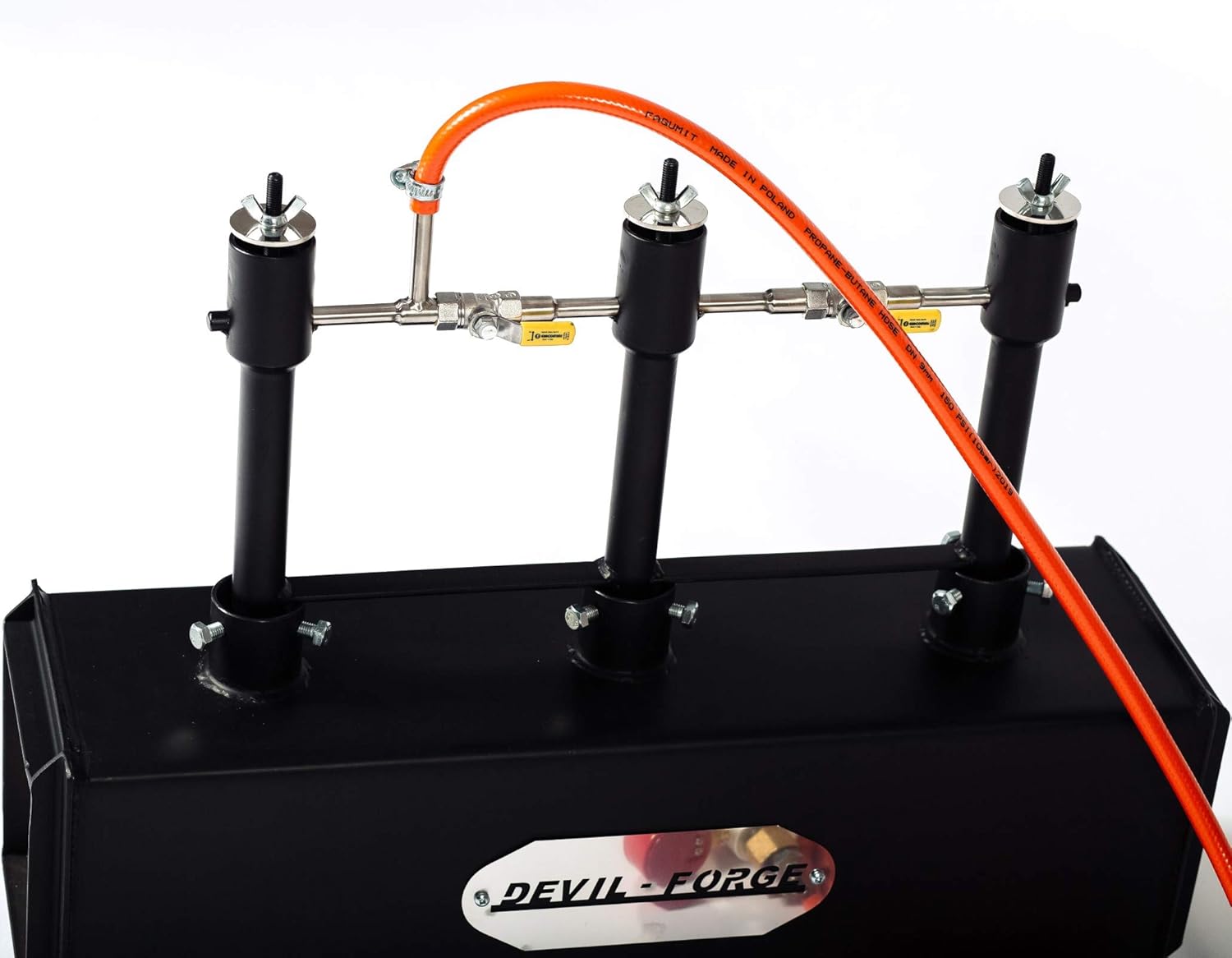 DEVIL-FORGE Gas Propane Forge DFPROF3, 3 Burners DFP (240.000 BTU) use 1, 2 or 3, Gas Ball Valve, Air Choke, Knife Making, Blacksmith, Farrier, 2500°F / 1370°C