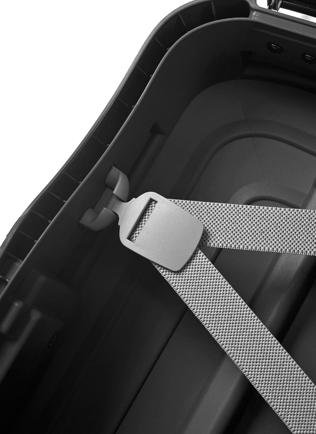 Close-up of the Samsonite S'cure Spinner's telescopic handle with the release button visible.