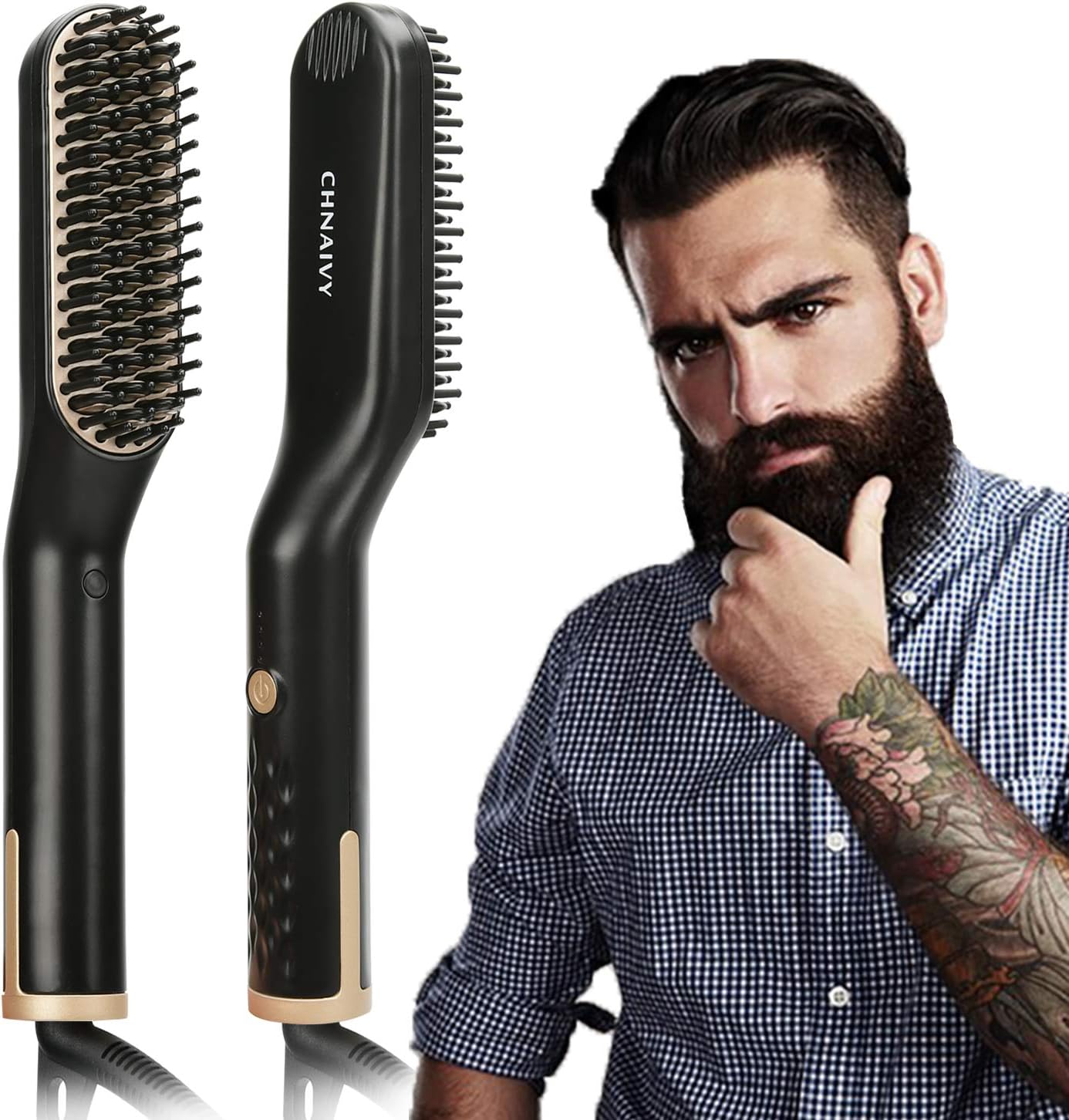 Beard Straightener for Men, Multifunctional Electric Hot Beard Straightening Comb and Hair Straightener Styling Brush for Women, Portable for Home or Travel