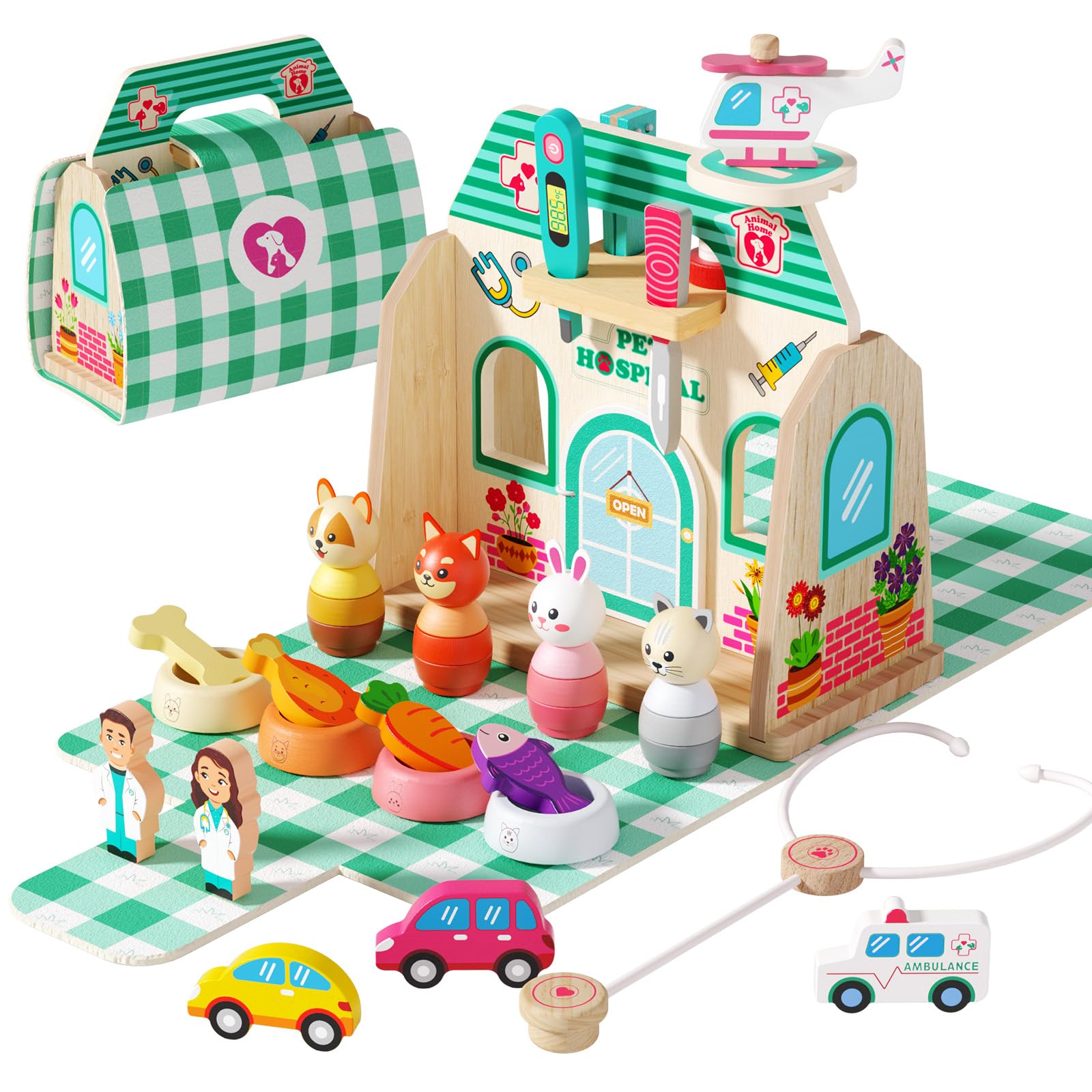 edutree 37Pcs Pet Doctor Kit For Toddlers 3-5 with Handbag