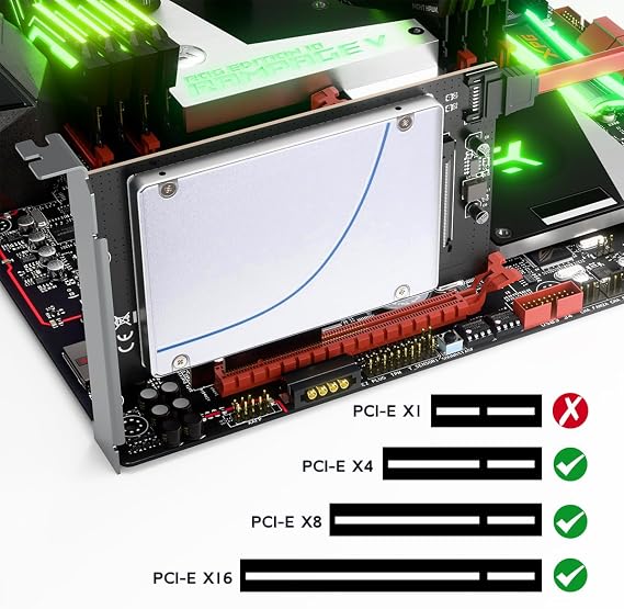 MAIWO U.2 to PCIe 4.0 X4 Adapter Card for 2.5 inch U.2 SFF-8639 SSD, 64Gbps PCIe 4.0 X4 Full Speed, Support 2.5 inch SATA SSD/HDD - SATA Cable Included