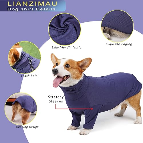 Vista 2 de LIANZIMAU Camiseta suave elástica para perros, ropa para perros, pijamas para cachorros, camisas geniales para aliviar la ansiedad de las mascotas