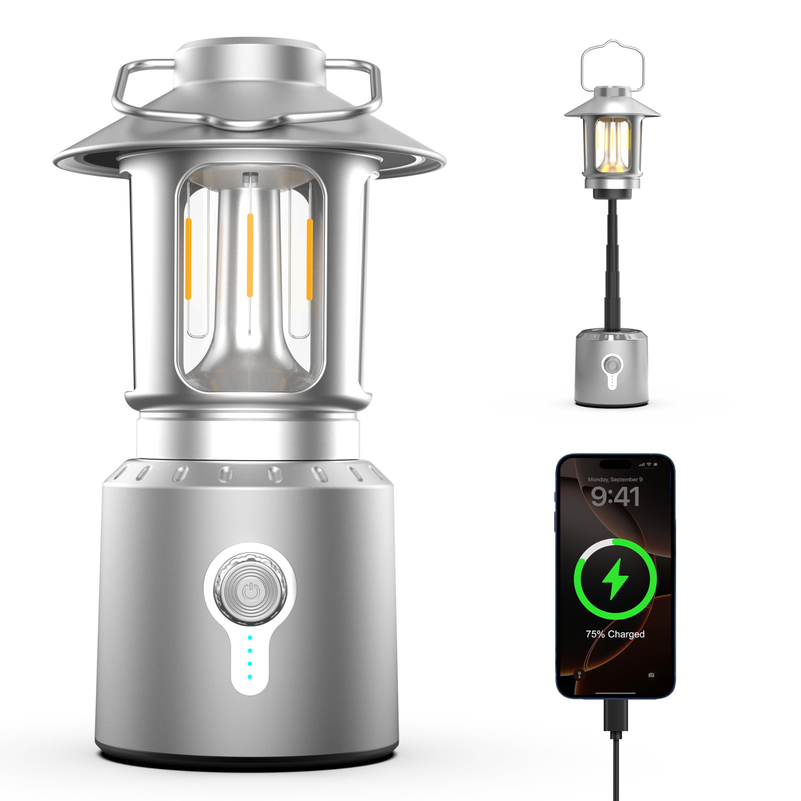 LED Camping Lantern, 8000mAh Camping Lights Rechargeable with 3 Light Modes, Waterproof & Impact-Resistant Tent Lights, Battery Lantern for Power Outages, Emergency, Hiking, Hurricane