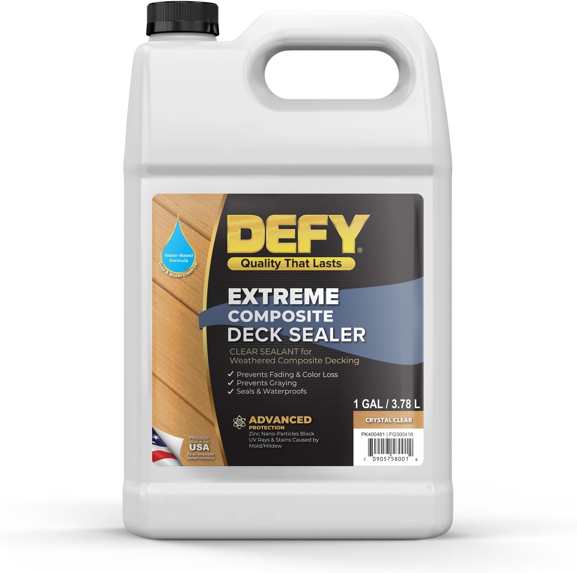 DEFY Crystal Clear Composite Deck Waterproofing Sealer, 1 Gallon