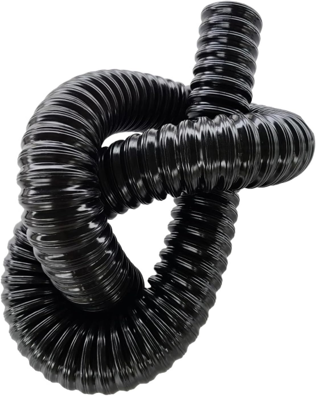 Black PU Polyurethane Telescopic Suction Hose with Steel Wire Reinforced Corrugated Air Ventilation Exhaust Pipe(Inner Diameter 80mm)