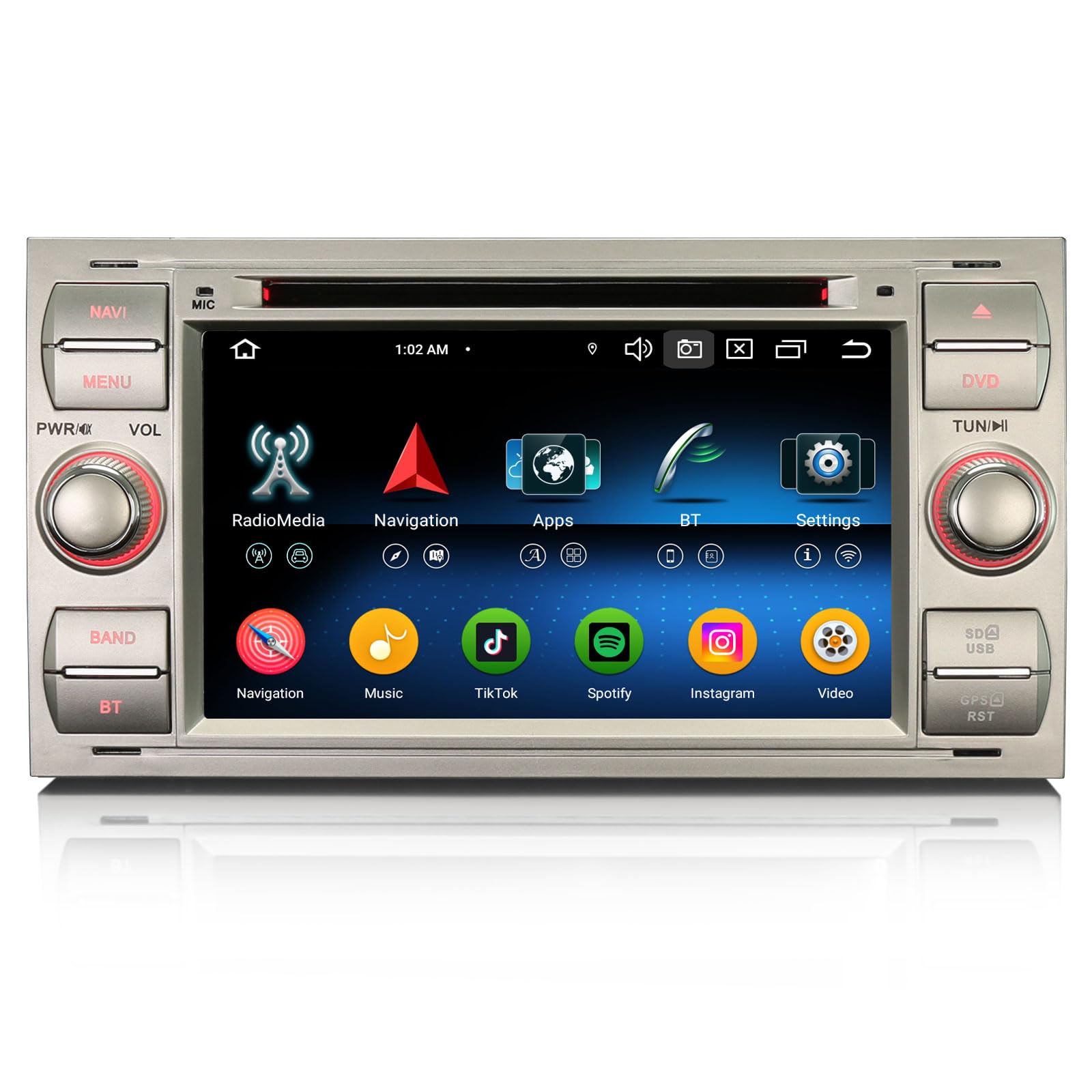 Erisin 7 Pollici Android 14 8-Core 4GB+64GB Autoradio GPS Navigatore per Ford C-Max S-Max Focus Galaxy Kuga Connect Fiesta Transit DVD Supporti Bluetooth 5.0 IPS CarPlay Android Auto WiFi DSP OBD2 USB
