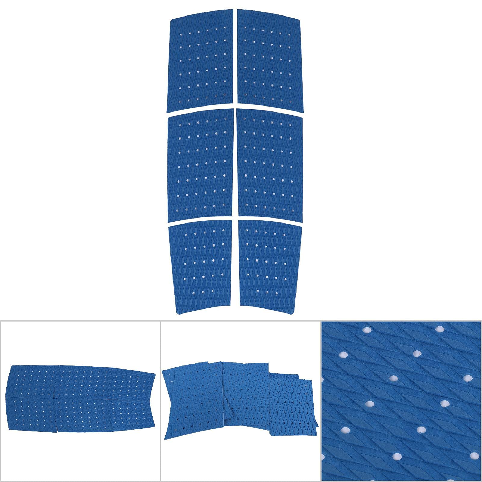 6 almohadillas de tracción antideslizantes de EVA para tabla de surf, alfombrilla de tracción para yate, patrón de ranura de diamante con adhesivo fuerte, material EVA no tóxico (Azul)