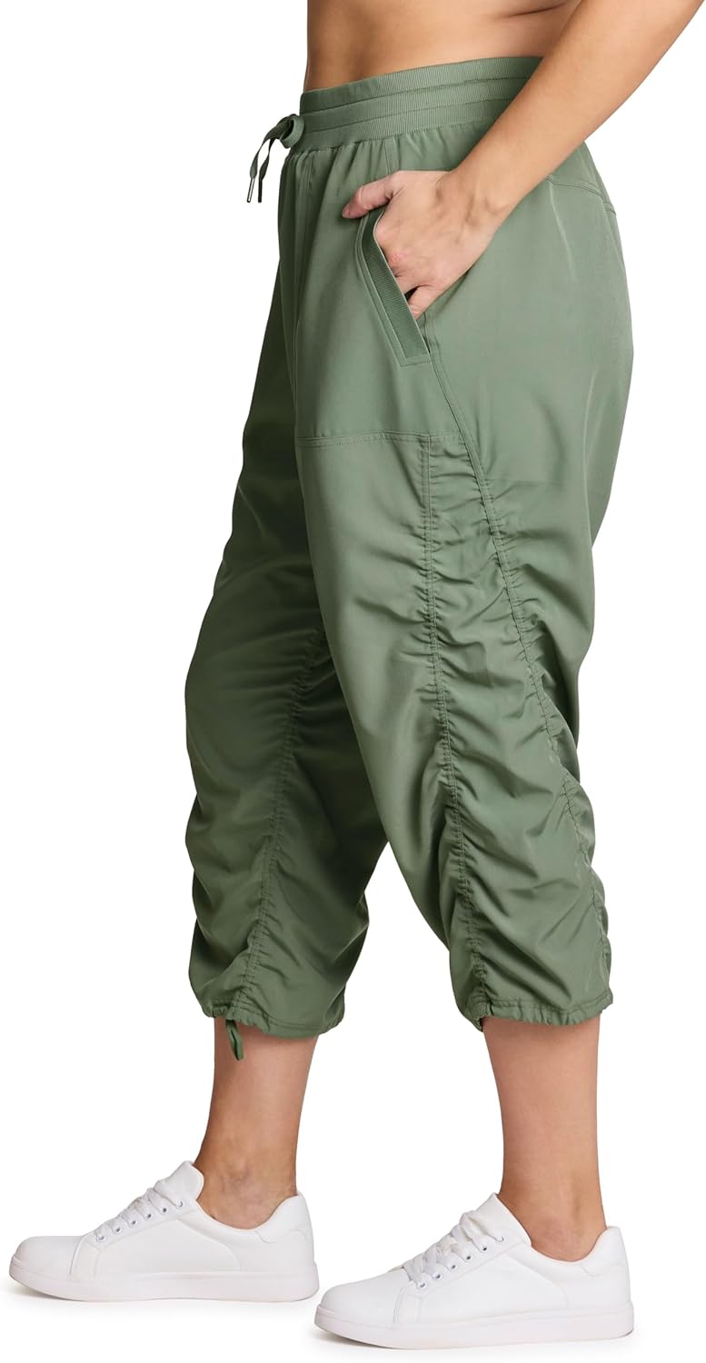 RBX Active Women's Plus Size Fashion Lightweight Woven Body Skimming Drawstring Capri Pant - Image 4