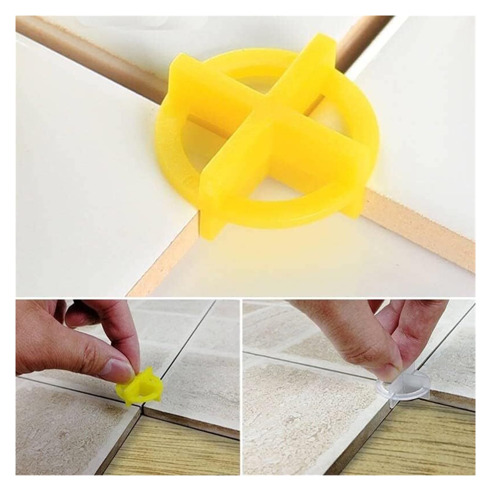 Nivelador de baldosas, Localizador de cuñas cruzadas for azulejos 2 en 1 100 piezas - Herramienta for colocar espacios el piso(1.5mm 2mm)