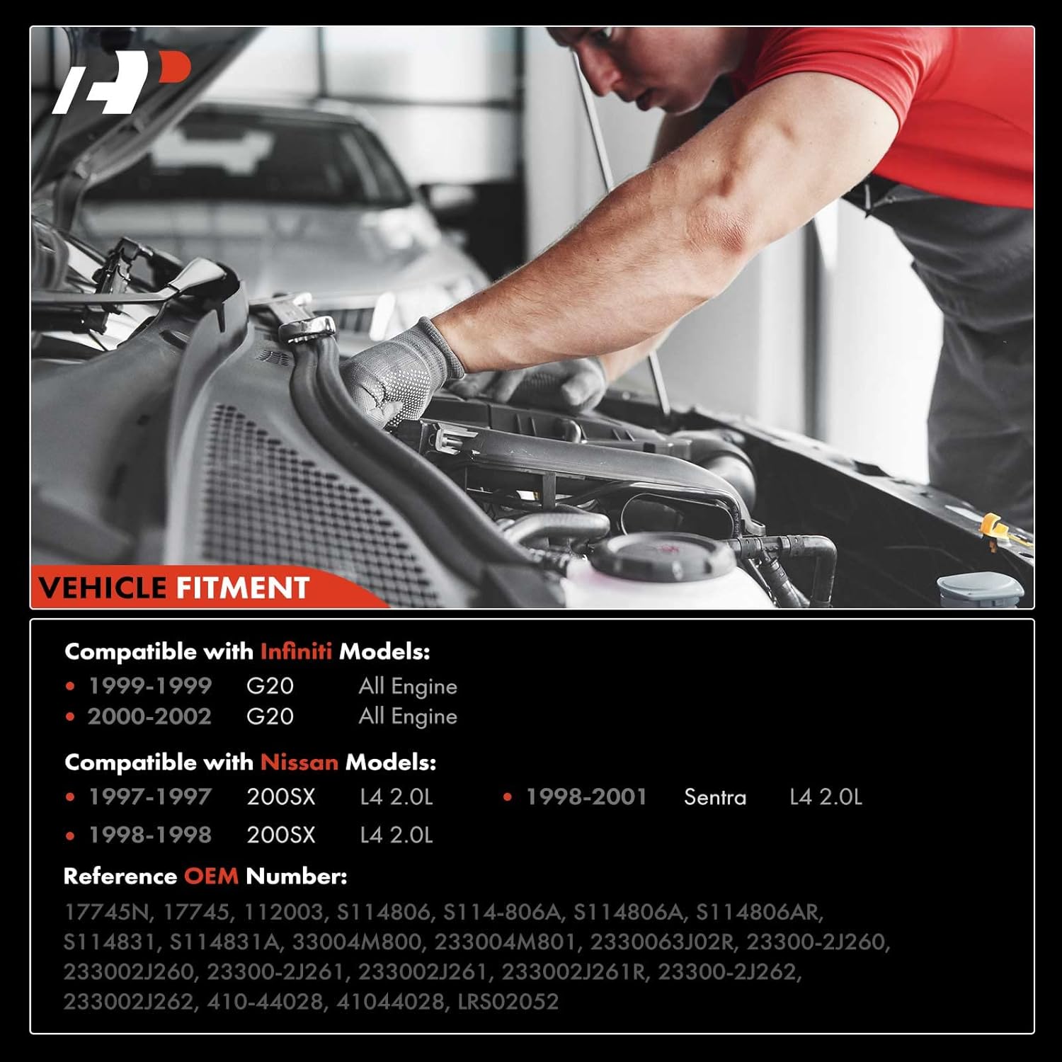 A-Premium Starter Motor Compatible with Nissan Sentra 1998 1999 2000 2001 2.0L, 200SX 1997-1998 2.0L & Infiniti G20 1999-2002, 12V 1.4KW 8 Teeth CW, Replace# 23300-2J260, 23300-2J261, 23300-2J262