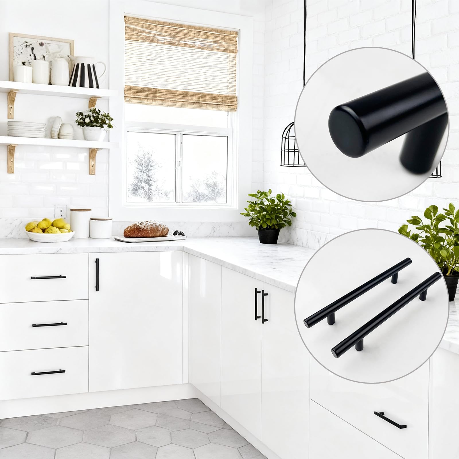 Maniglie per Mobili da 10 Pezzi, Distanza Tra i Fori 128 mm, Nero, Maniglie Cucina Inox, Cassetti Maniglia, Maniglie per Armadi, per Ante Armadio, per Cassetto, Mobili Cucina