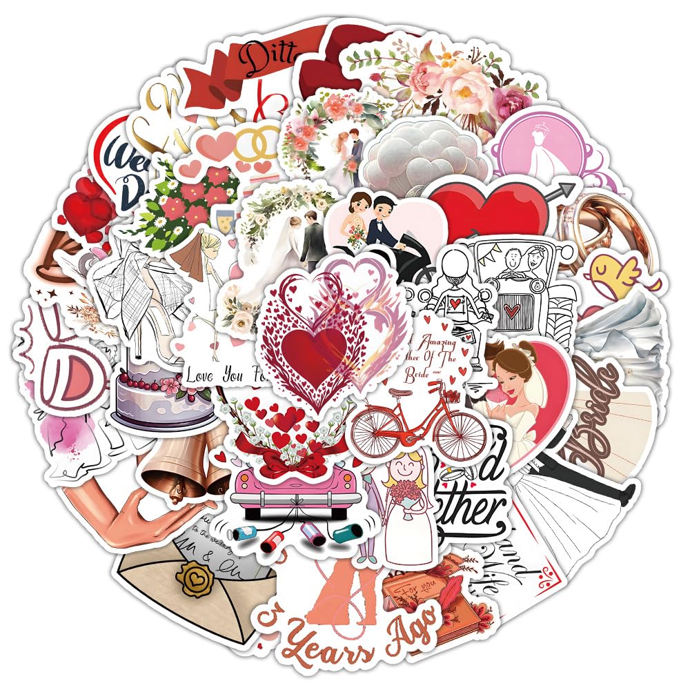 50PCS Wedding Decoration Stickers for Skateboard,Scrapbook - Image 2