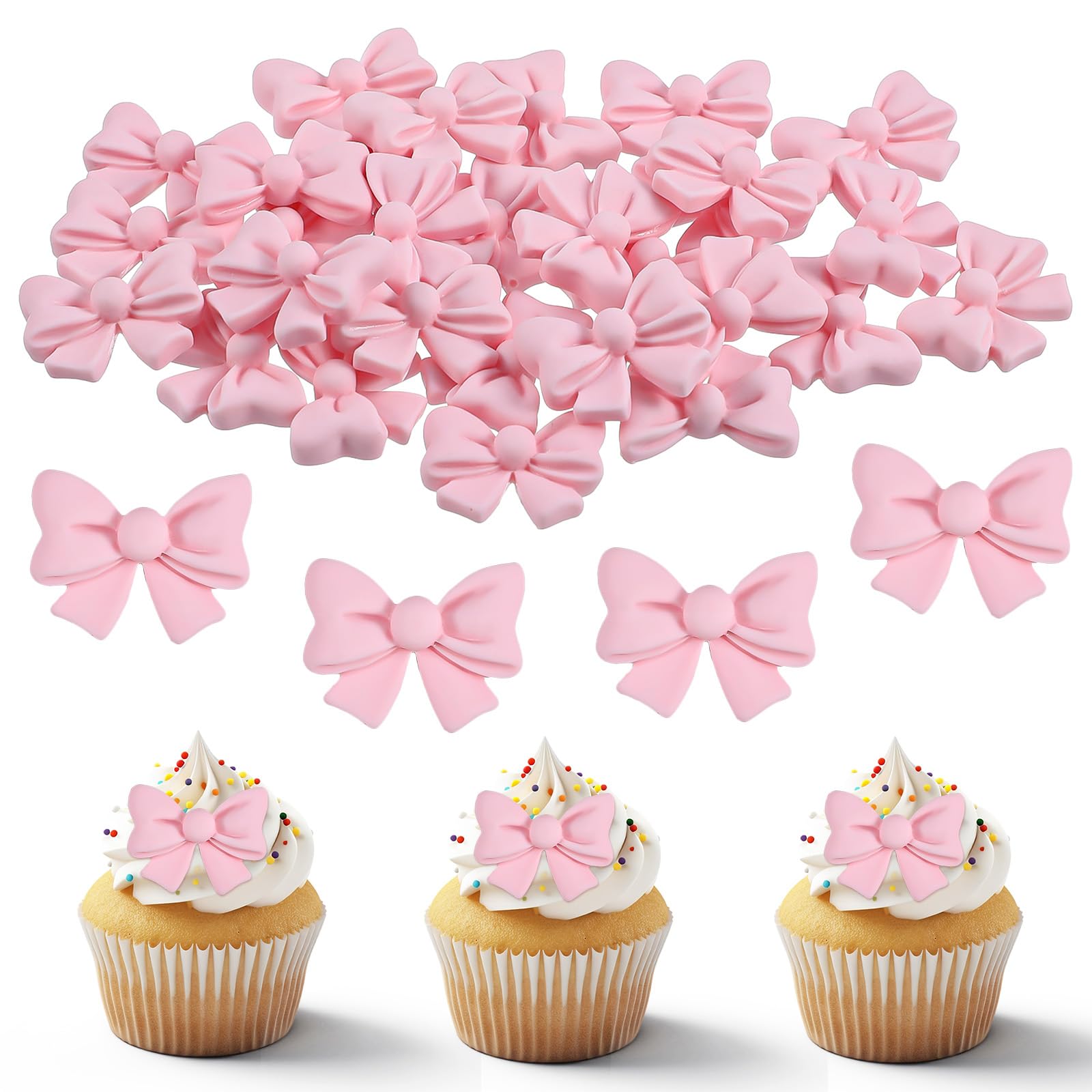 20 Stück Schleifen-Cake-Topper Aus Polyester – Süße Deko Für Kuchen, Cupcakes & Desserts (Hochzeit, Geburtstag, Party)