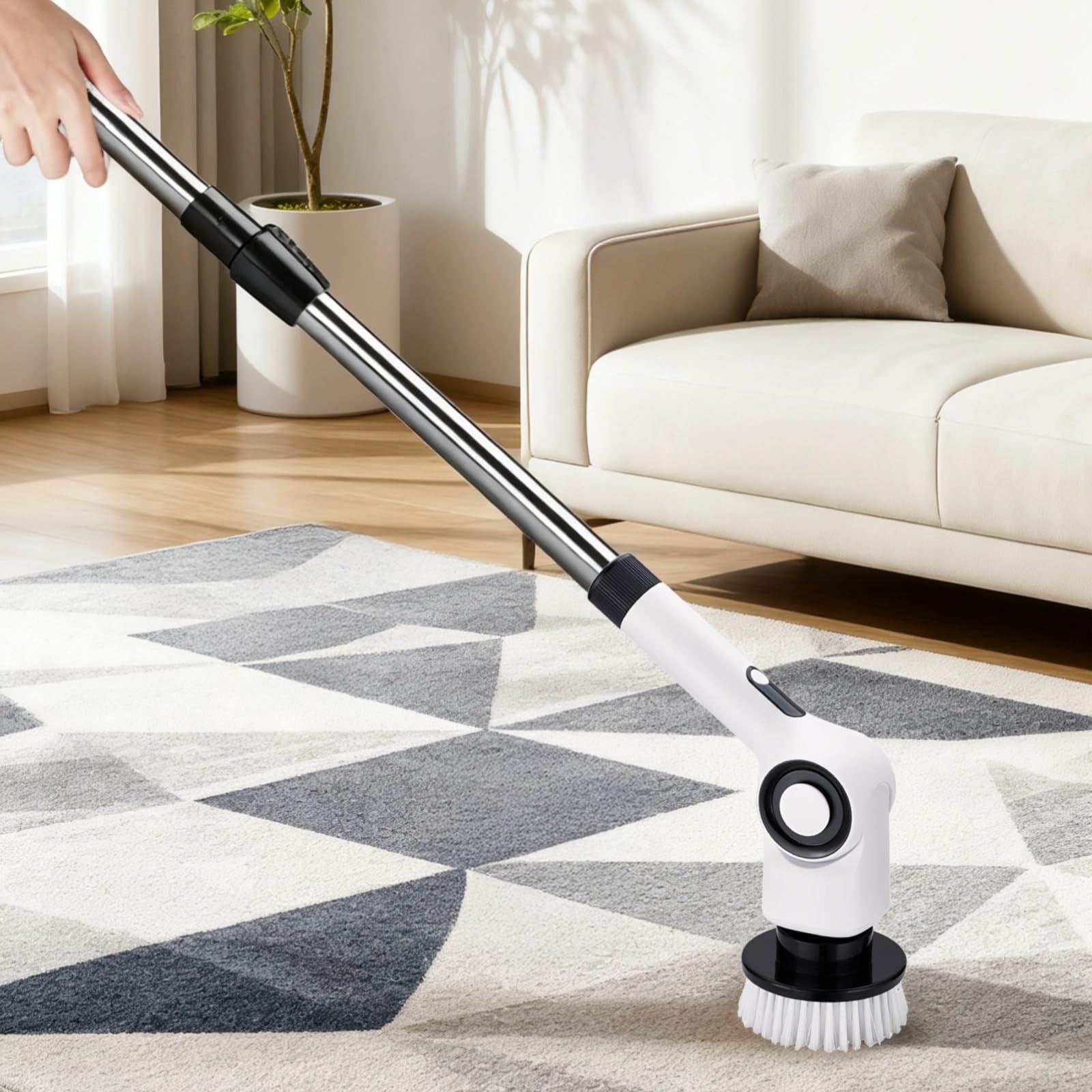 Limpiador giratorio eléctrico 7 en 1, limpiador de baño inalámbrico, 450 RPM con mango de extensión