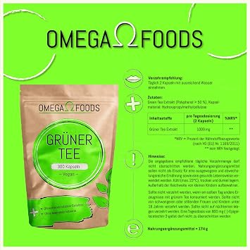 Green Tea Capsules - 300 Green Tea Extract Capsules High Dose - 1000 mg per Daily Dose - Green Tea Extract