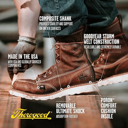 Miniatura 6 de Thorogood American Heritage - Botas con punta de seguridad para hombre (8 pulgadas)