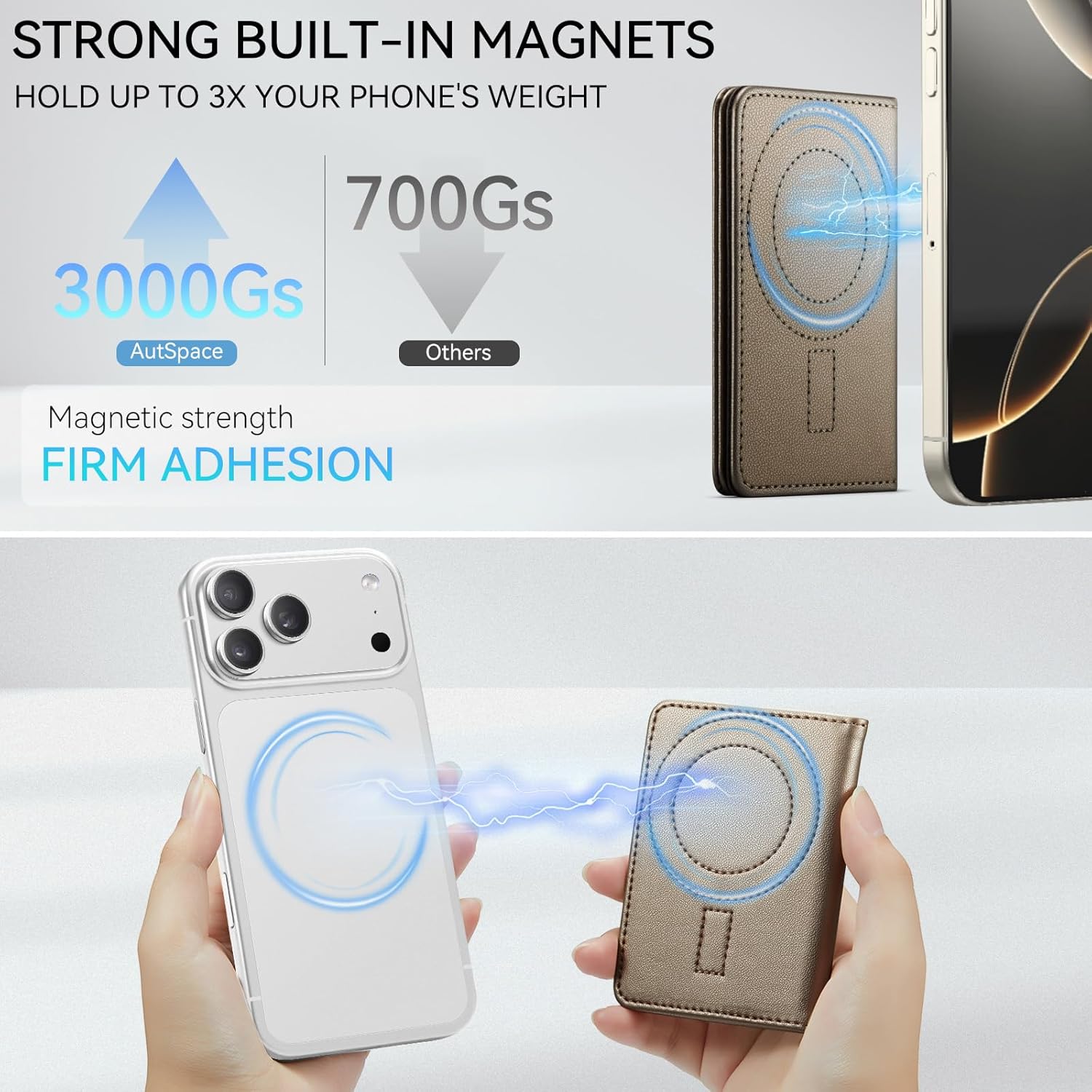 Vinich for MagSafe Wallet Magnetic RFID Blocking Card Holder Compatible with MagSafe Phones and Cases, Strong Magnet Minimalist Phone Wallet for iPhone 17/16/15/14/13/12/ Pro/Max/Plus, Desert Titanium - Image 2