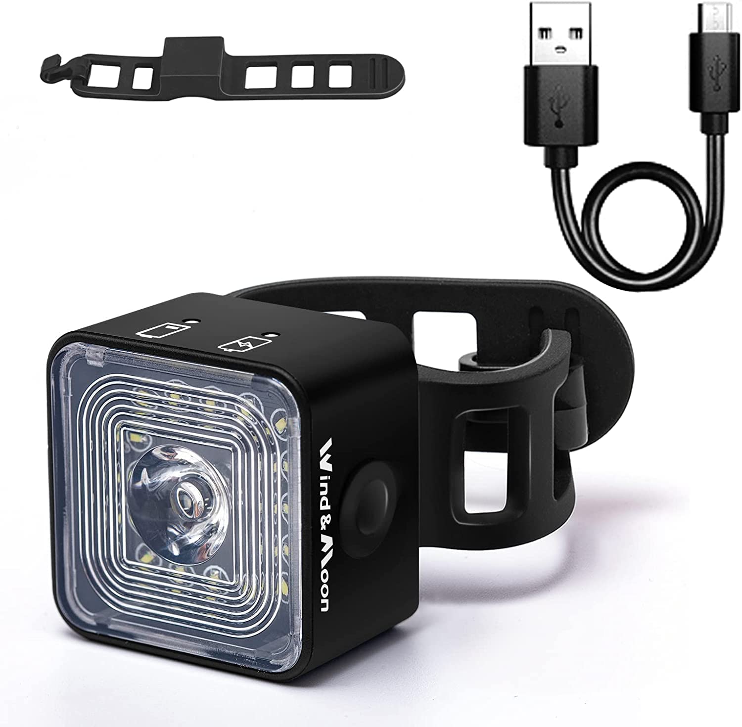 Wind&Moon Bicycle Light USB Rechargeable Bike Light, Super Bright Bike Lights for Night Riding,5 Light Mode Options Bicycle Accessories IP66 Waterproof LED Bike Light