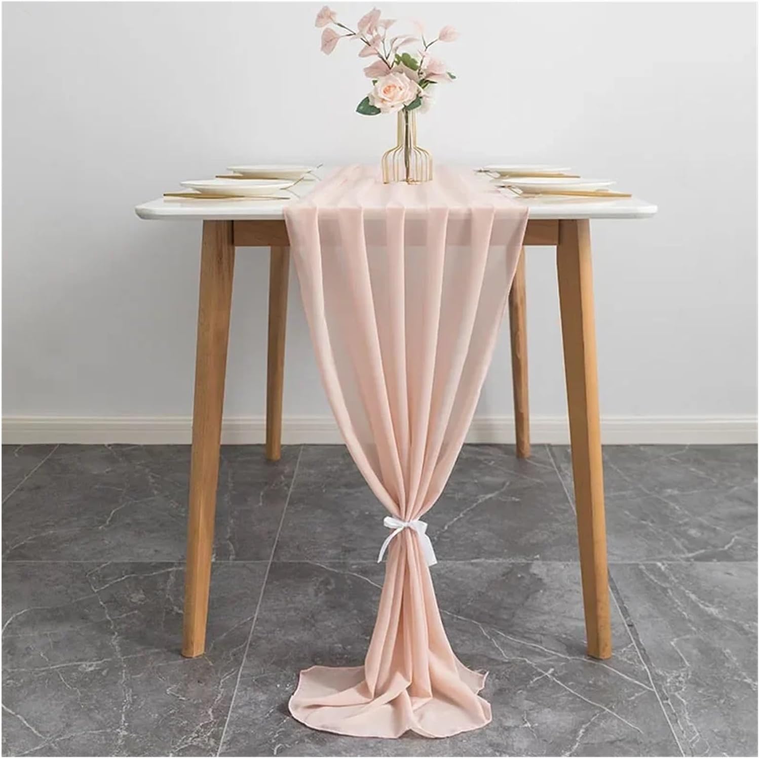 Table Runner Wedding Party Table Runner Decorations with Simple and Elegant Pure Polyester Chiffon Material(Dark Green)